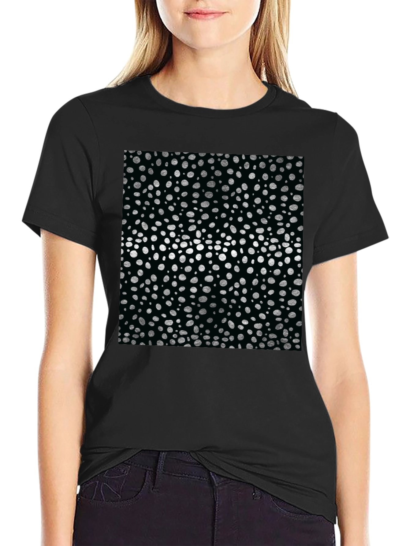 Dotted Pattern Black T-Shirt