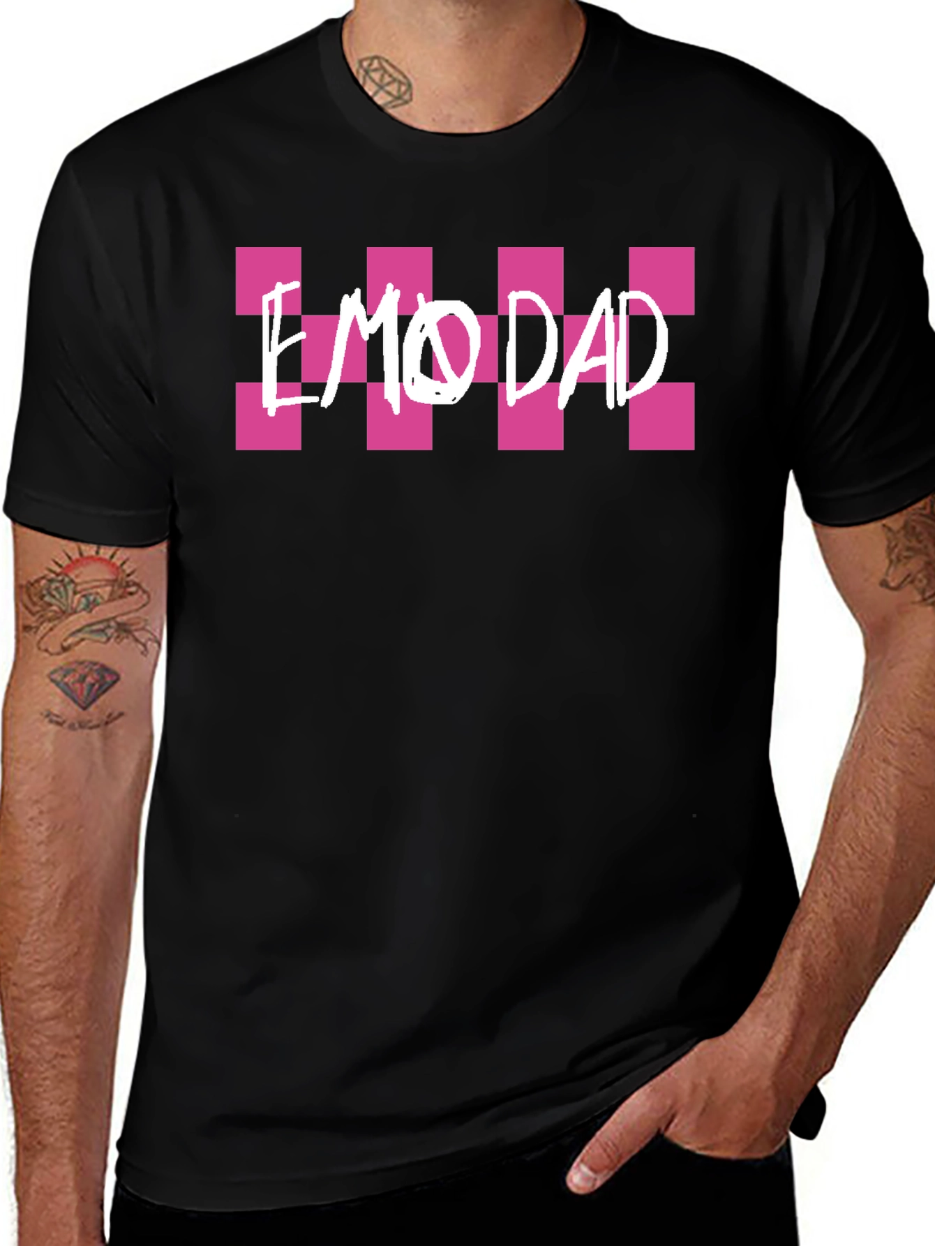 Emo Dad Graphic Tee - Black Novelty T-Shirt