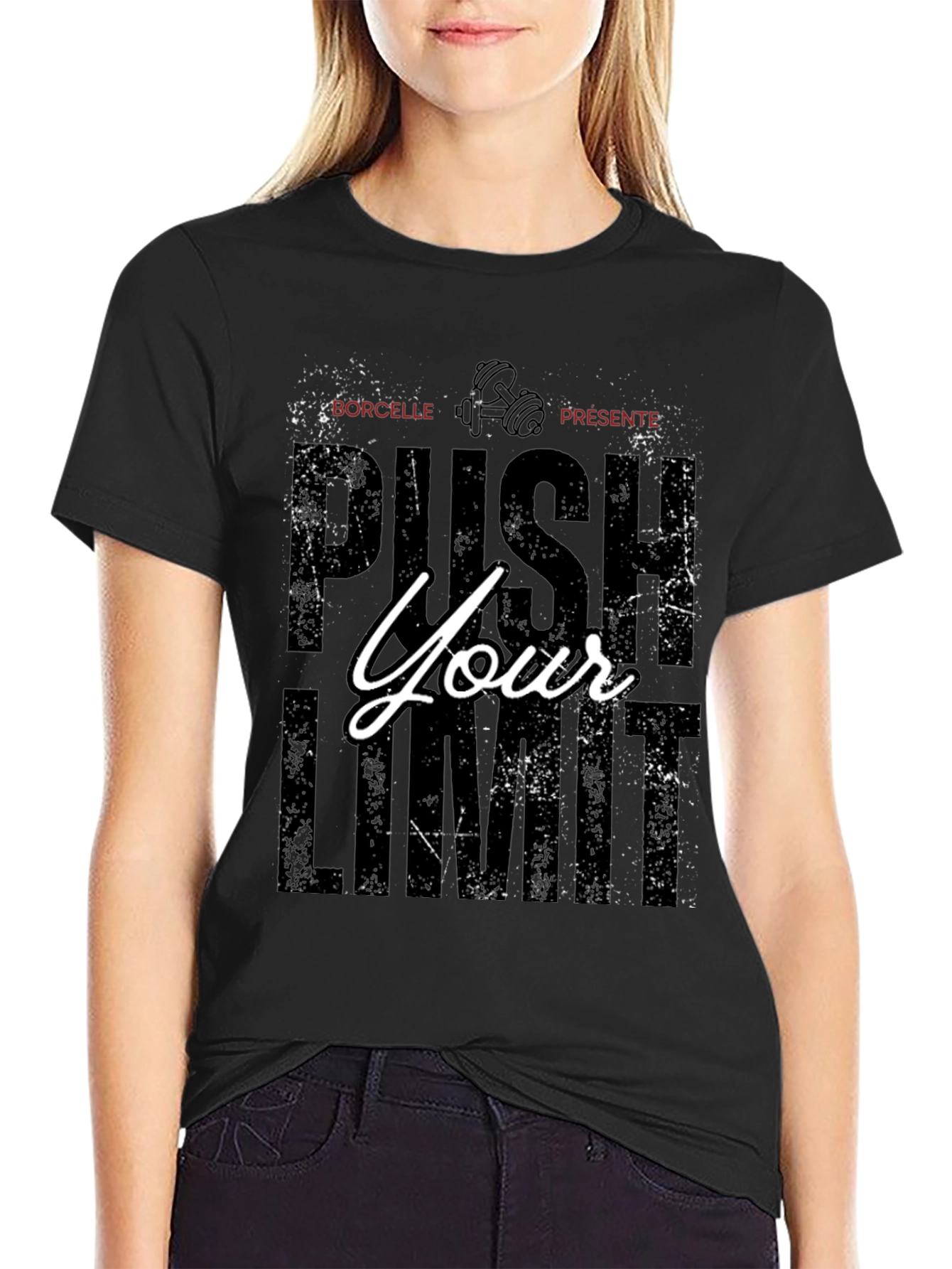 Push Your Limit Black Graphic T-Shirt