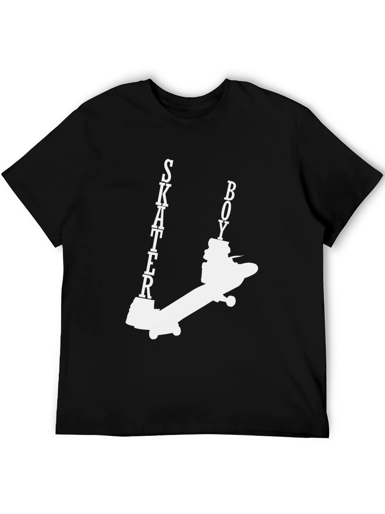 Skater Boy Graphic Tee - Black Cotton Casual Wear