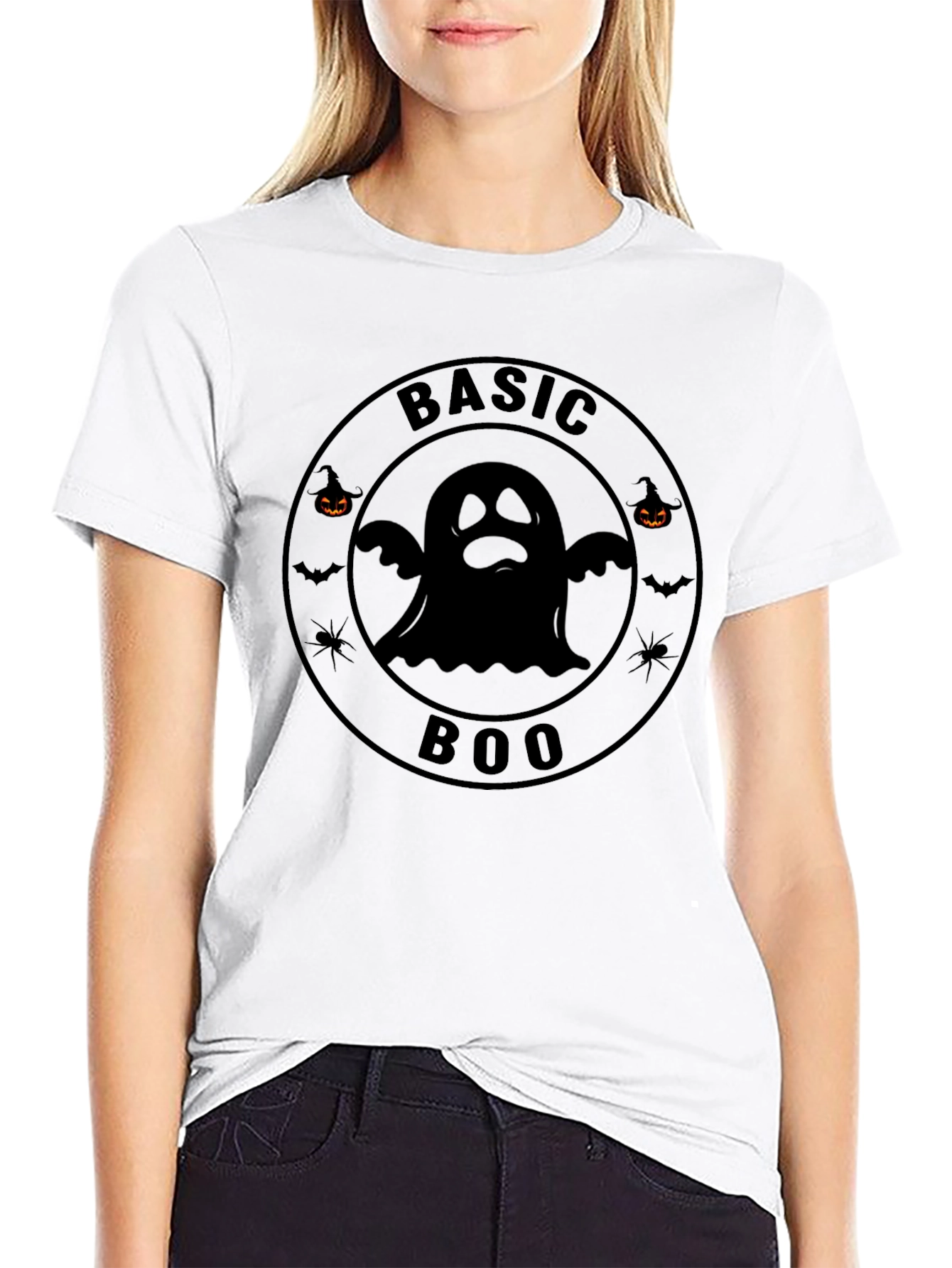 Basic Boo Ghost Graphic Halloween T-Shirt
