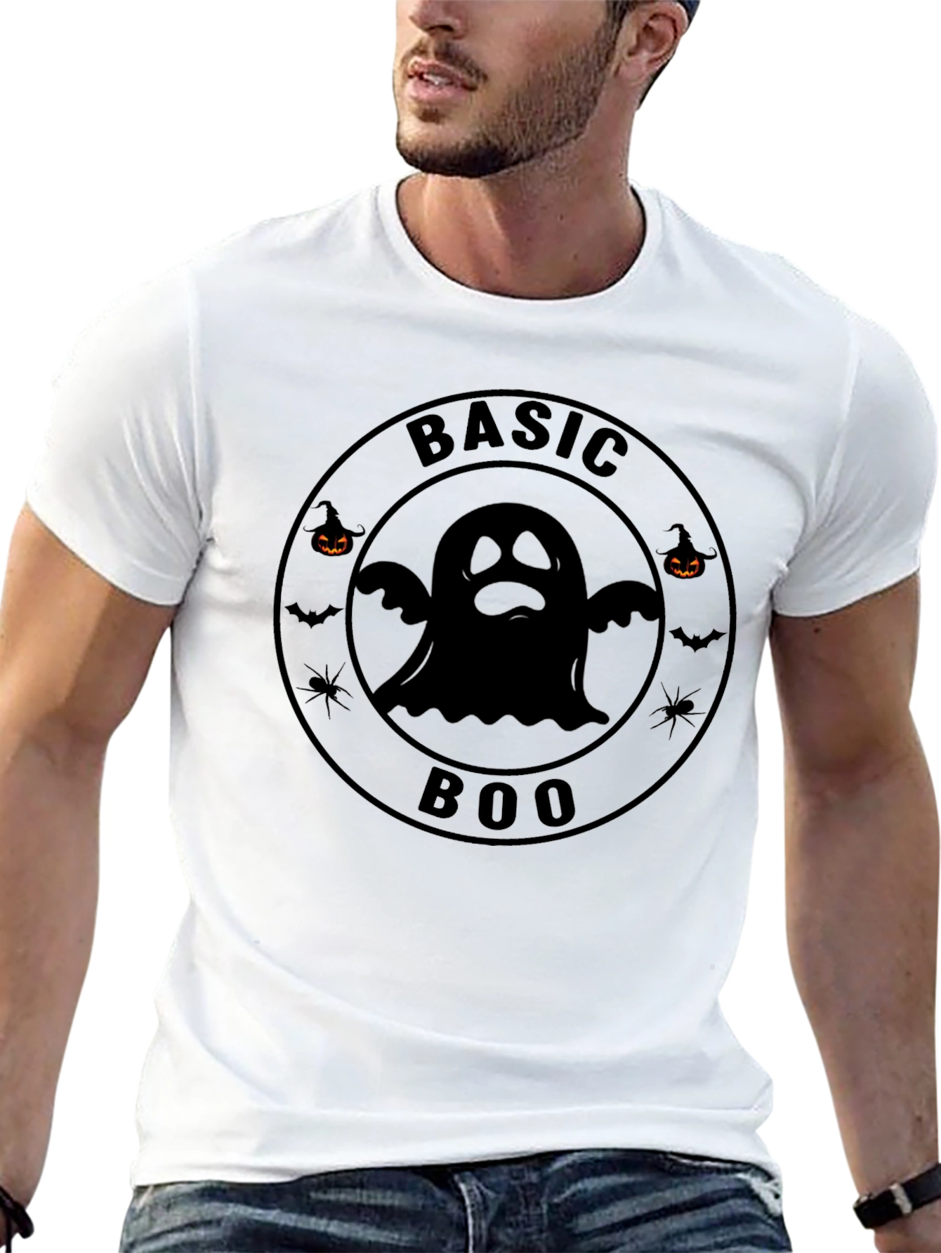 Basic Boo Ghost Graphic Halloween T-Shirt