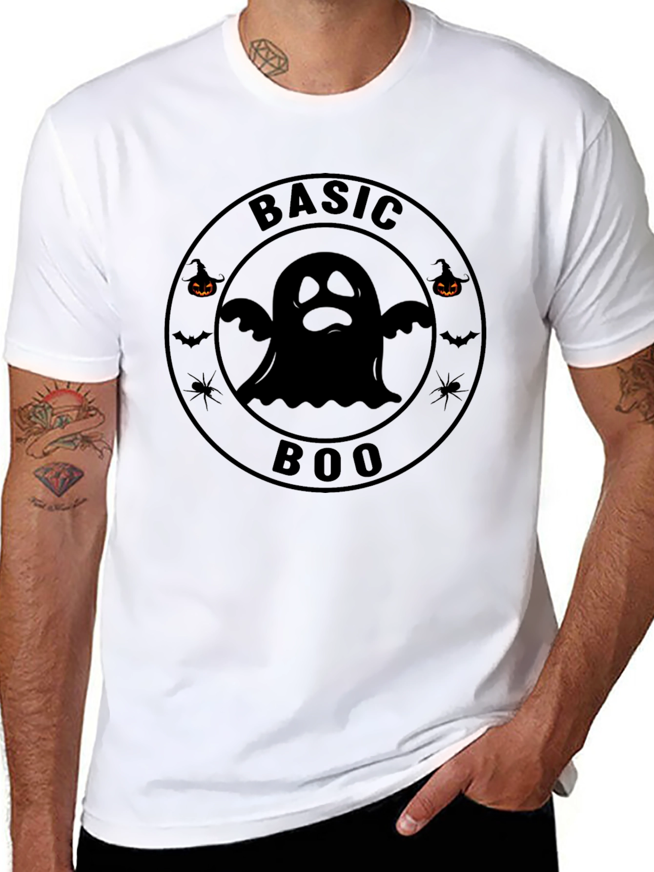 Basic Boo Ghost Graphic Halloween T-Shirt