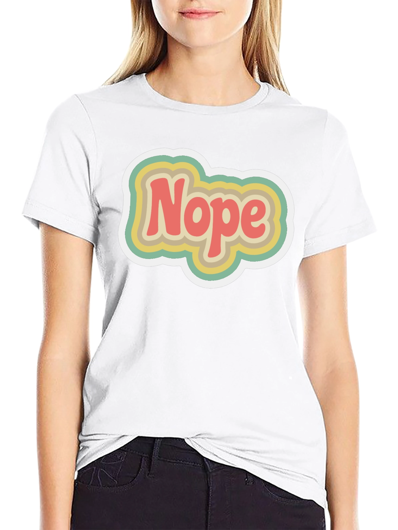 Retro Nope Graphic Tee - Trendy Casual Wear