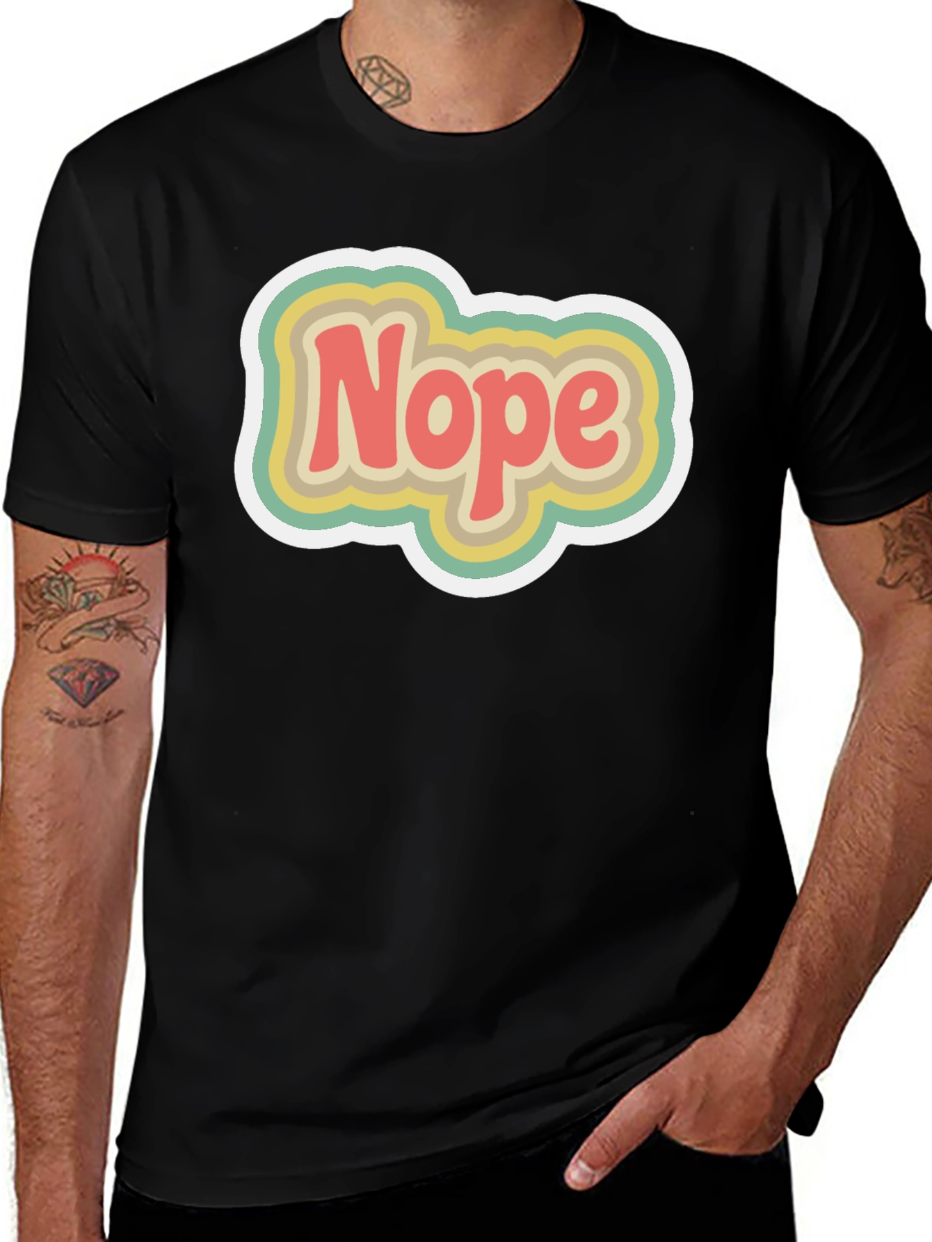 Retro Nope Graphic Tee - Trendy Casual Wear