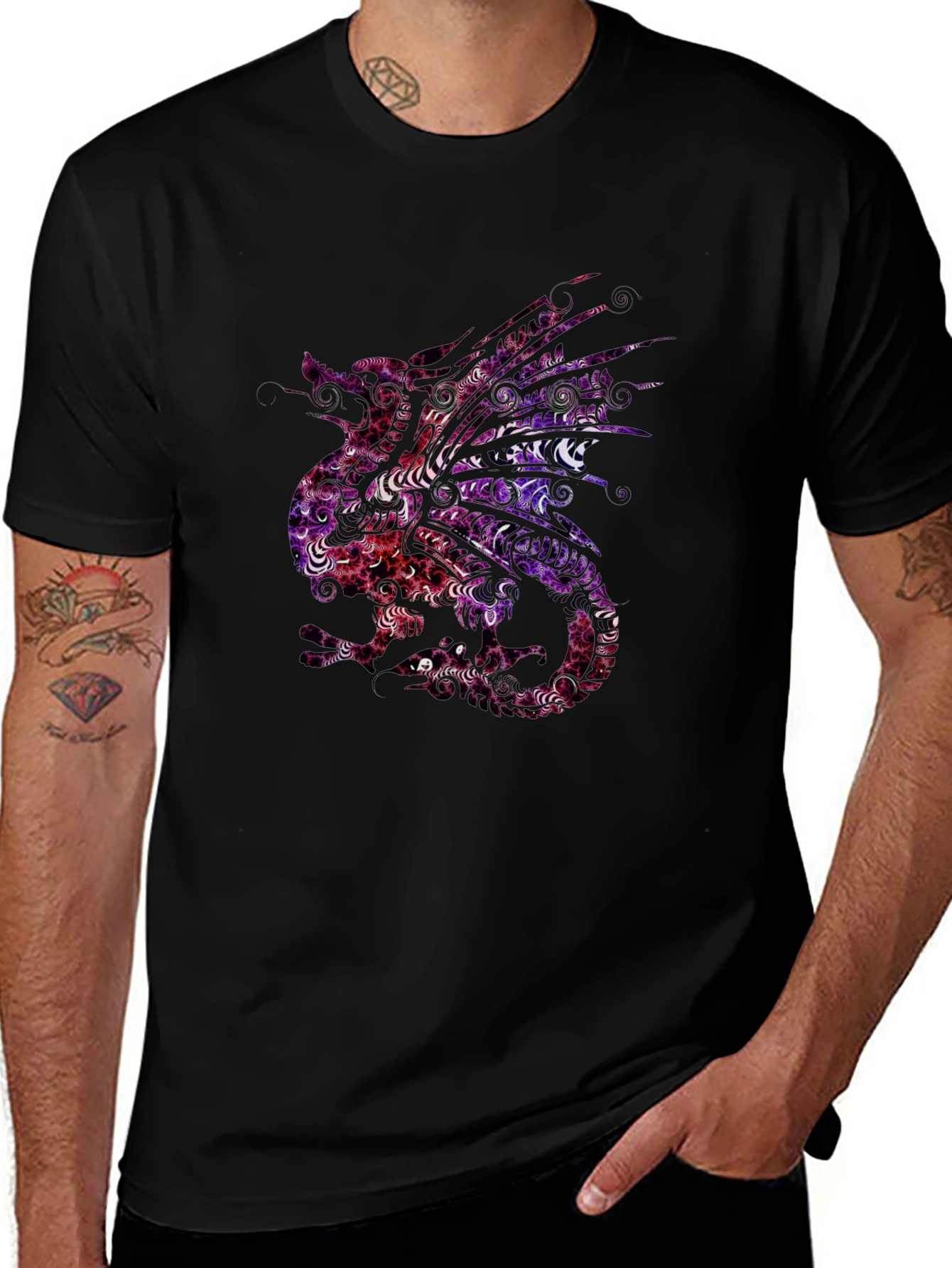 Dragon Graphic Tee - Stylish Mens Black T-Shirt