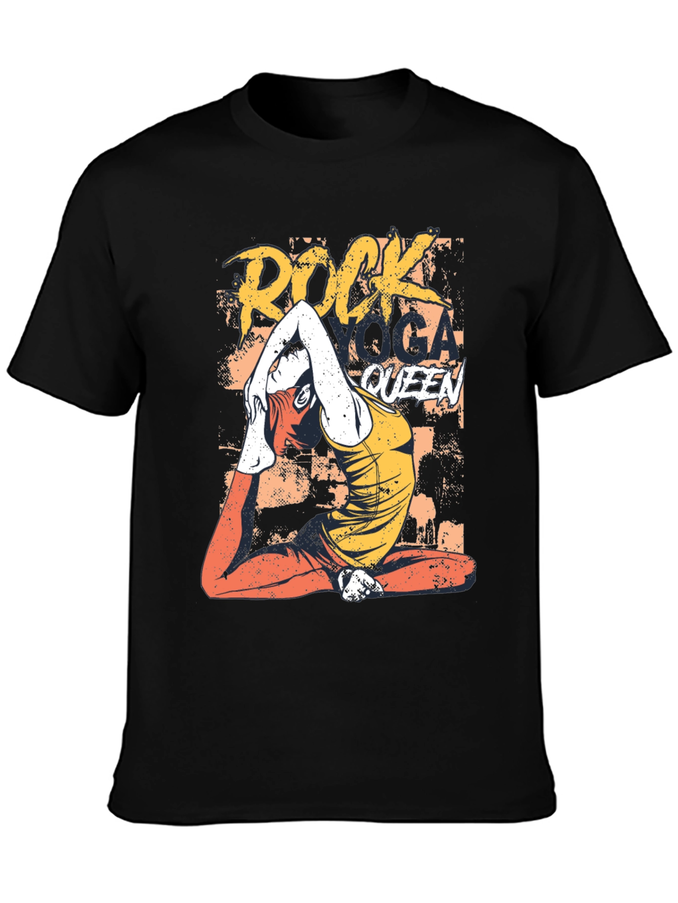 Rock Yoga Queen Graphic Tee - Black Cotton T-Shirt