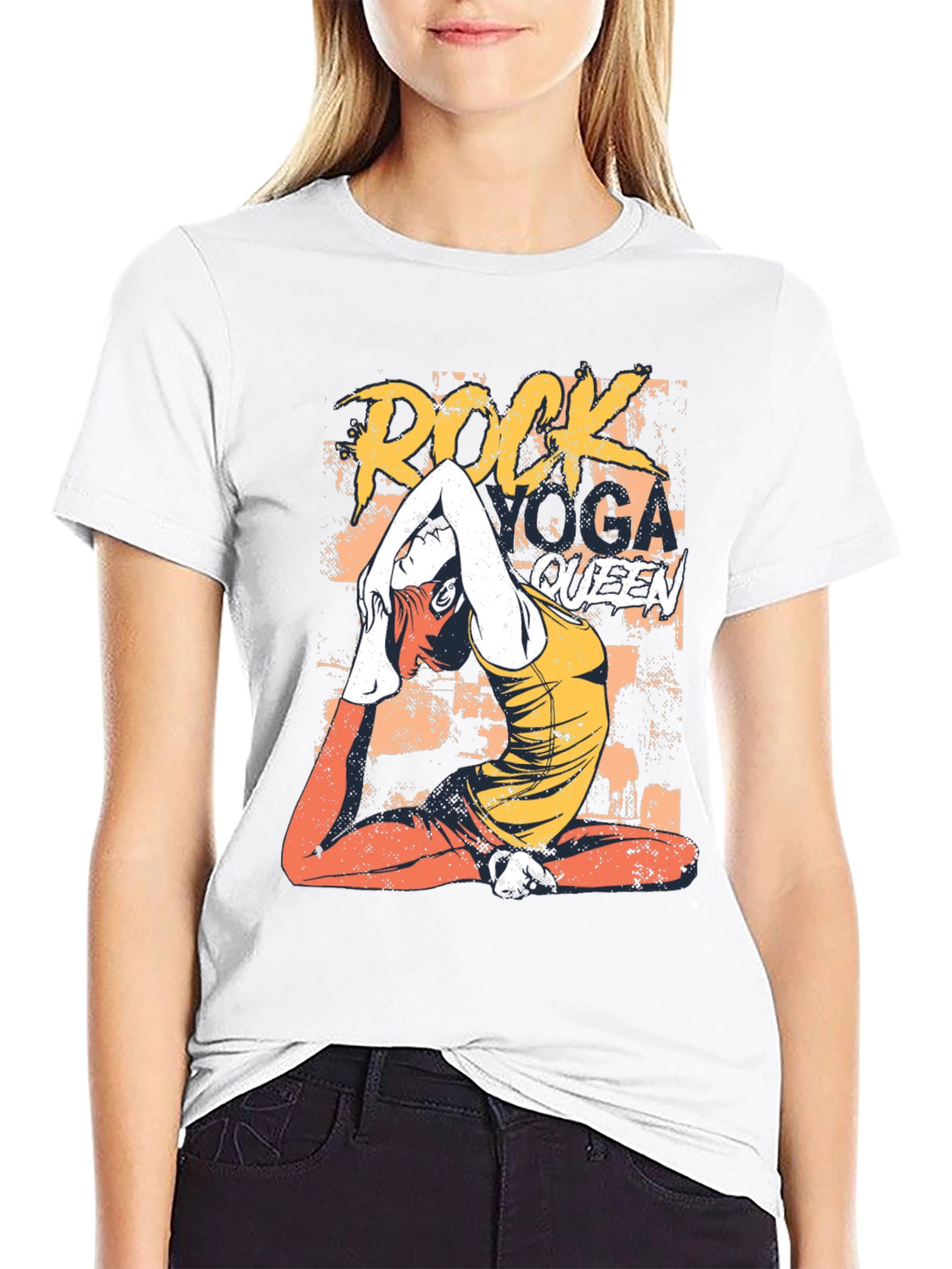 Rock Yoga Queen Graphic Tee - Black Cotton T-Shirt