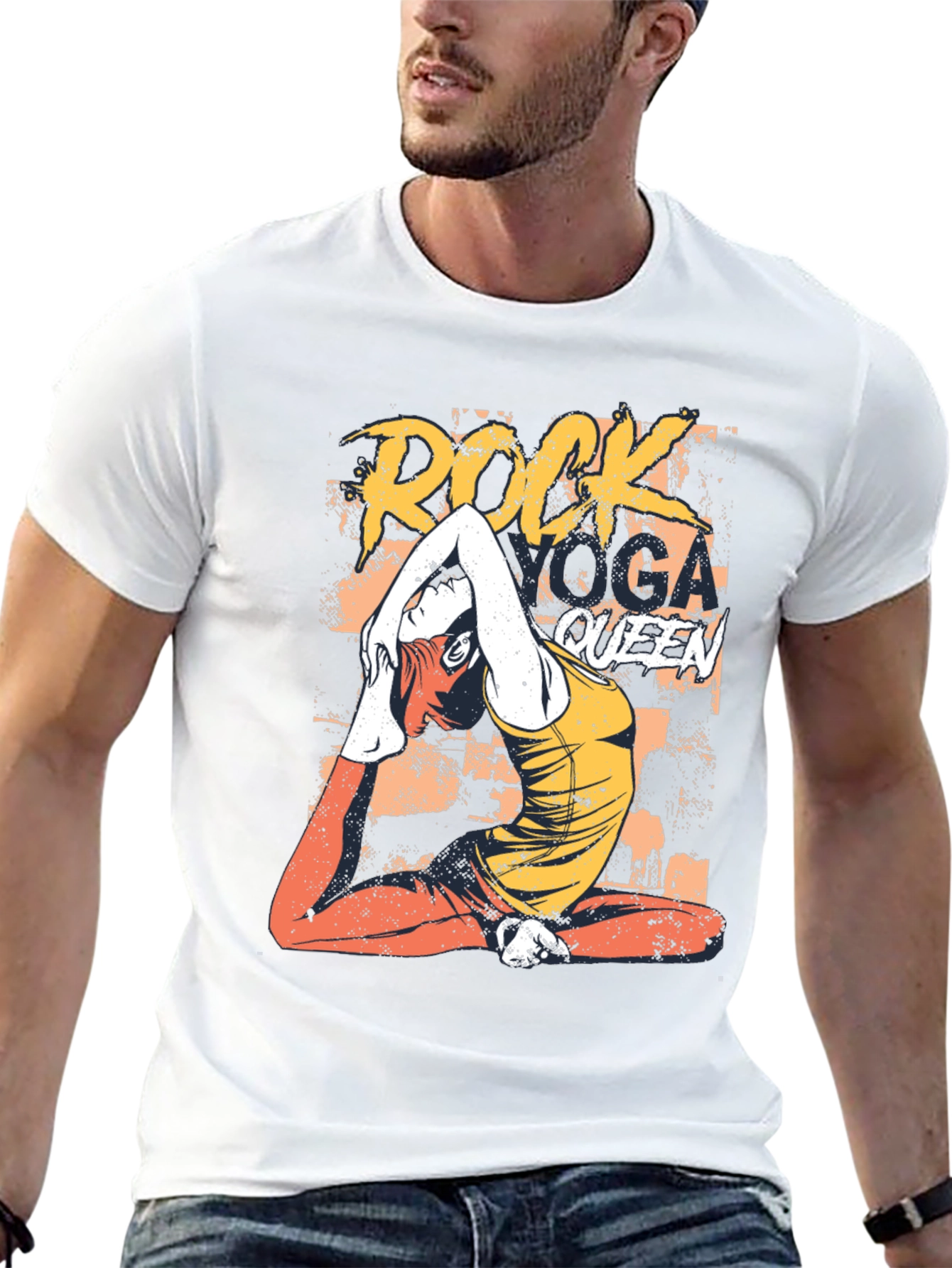 Rock Yoga Queen Graphic Tee - Black Cotton T-Shirt