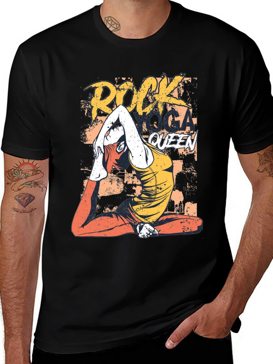 Rock Yoga Queen Graphic Tee - Black Cotton T-Shirt