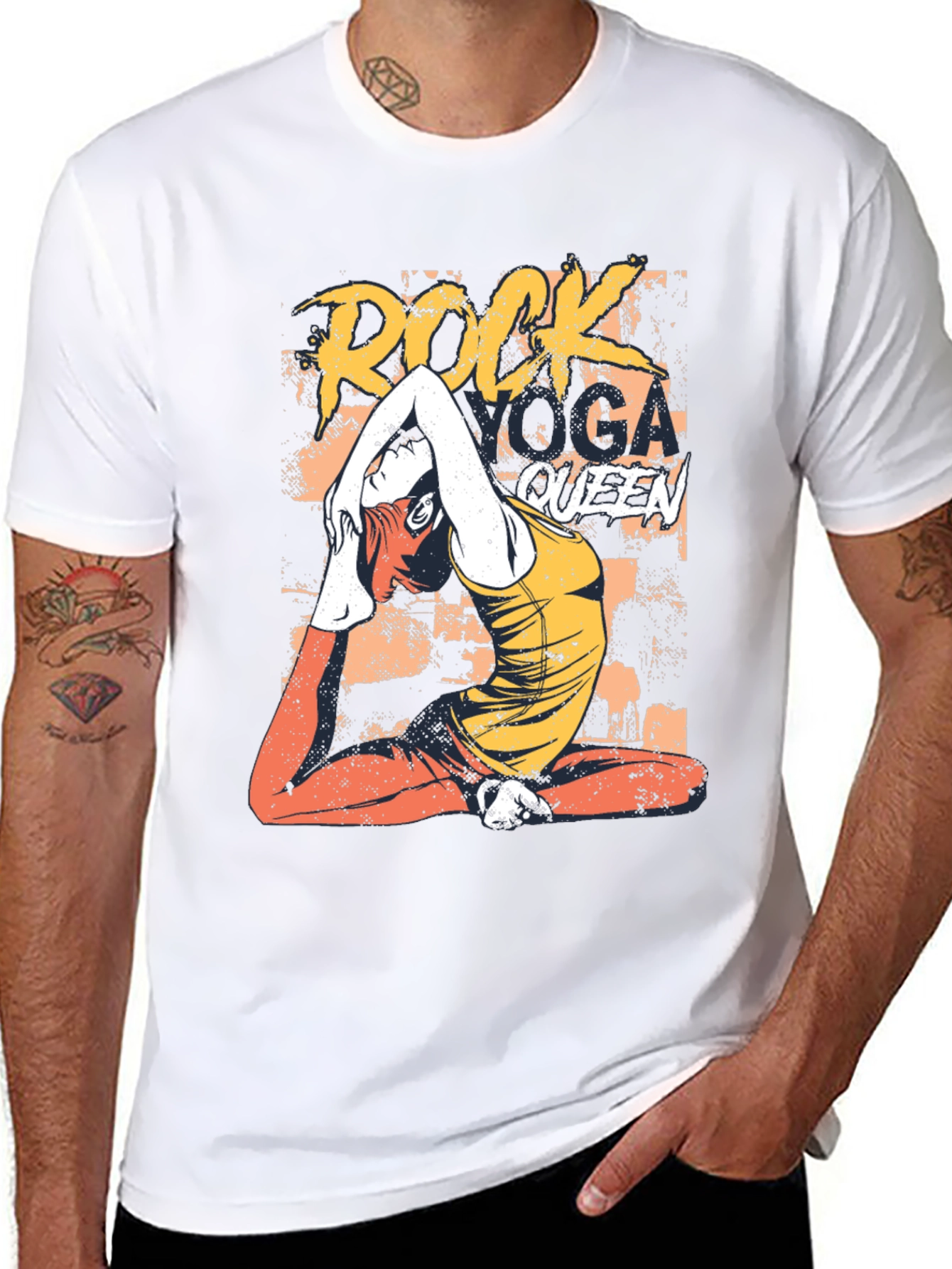 Rock Yoga Queen Graphic Tee - Black Cotton T-Shirt
