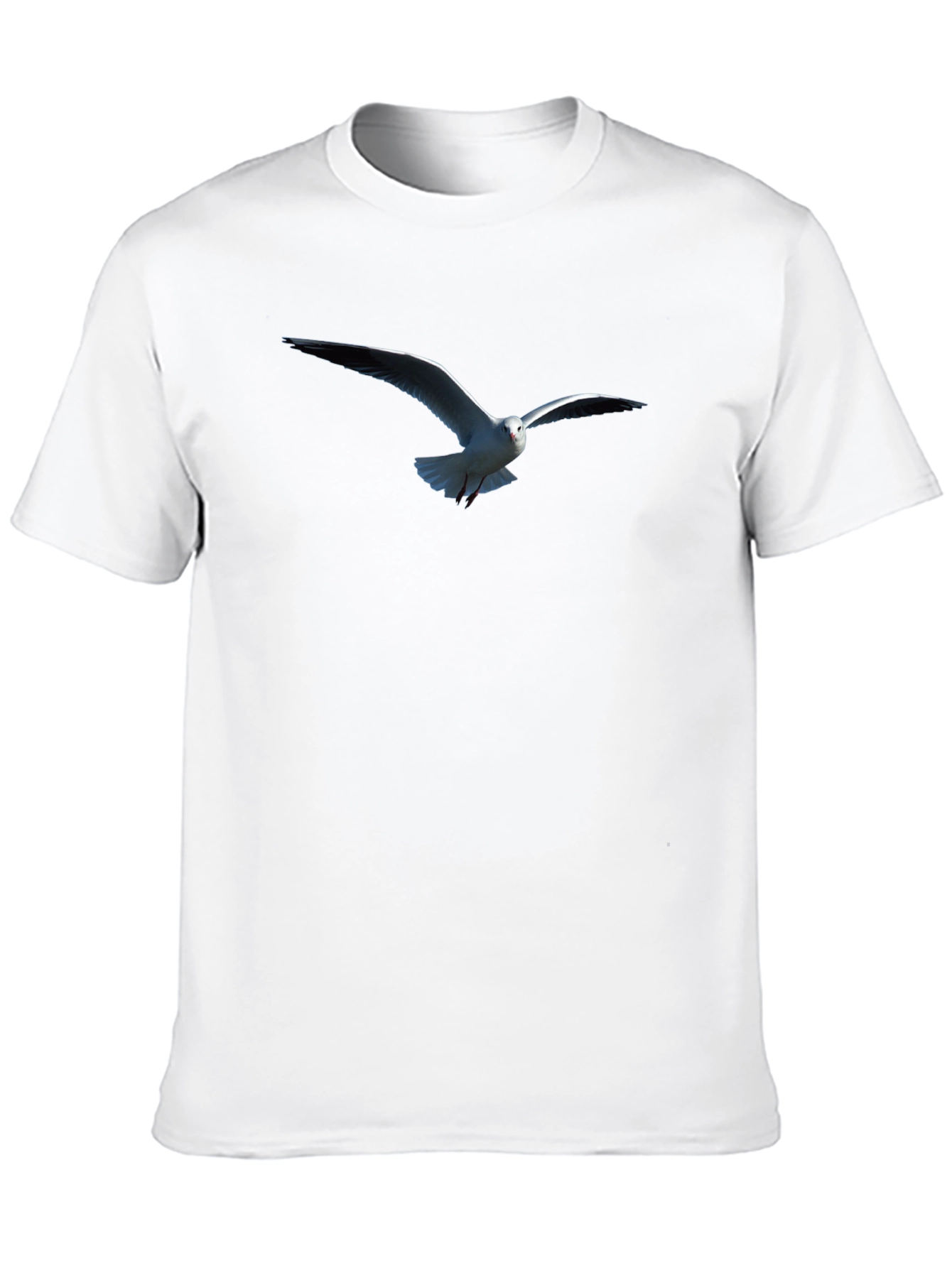 Mens Black T-Shirt with Seagull Print