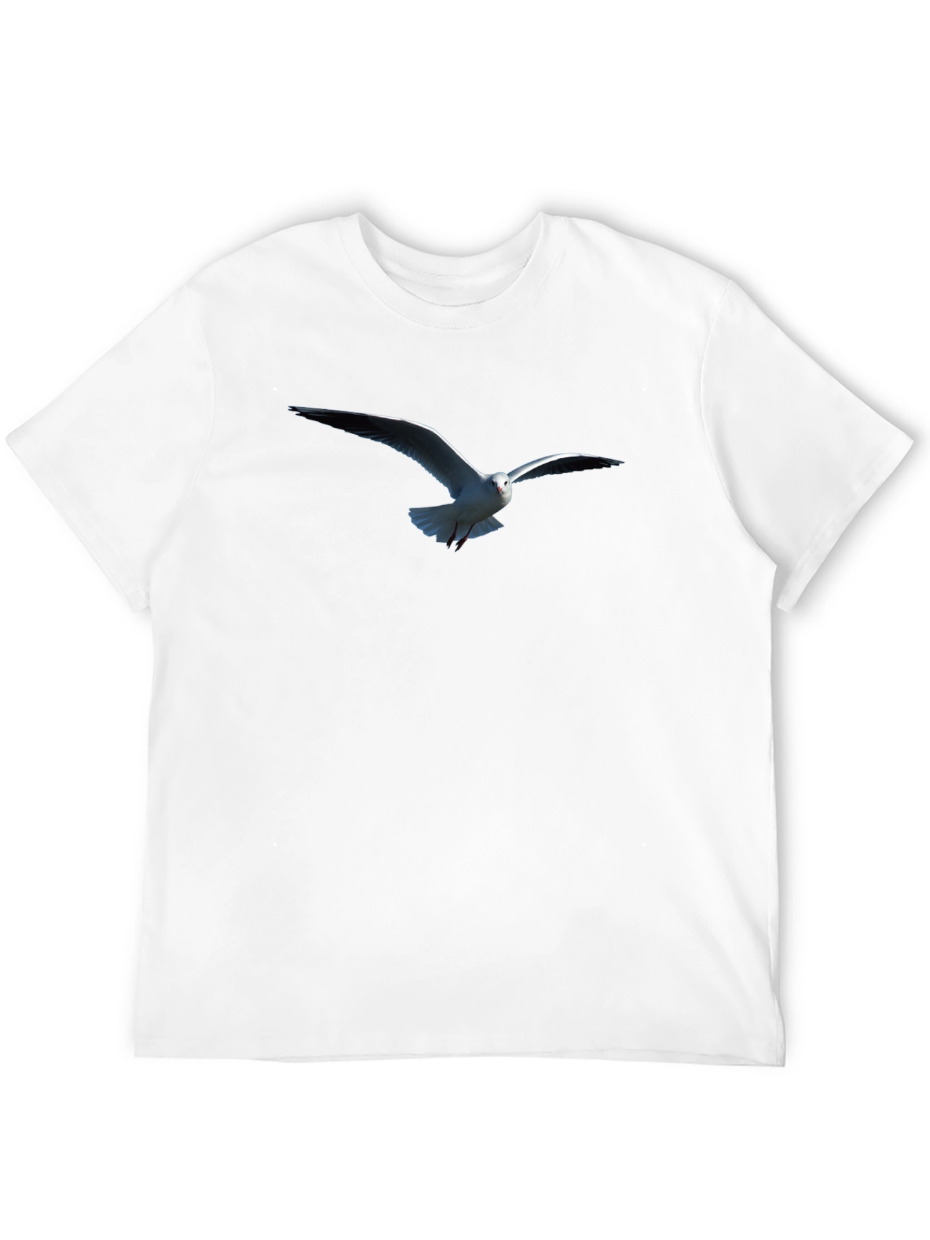 Mens Black T-Shirt with Seagull Print