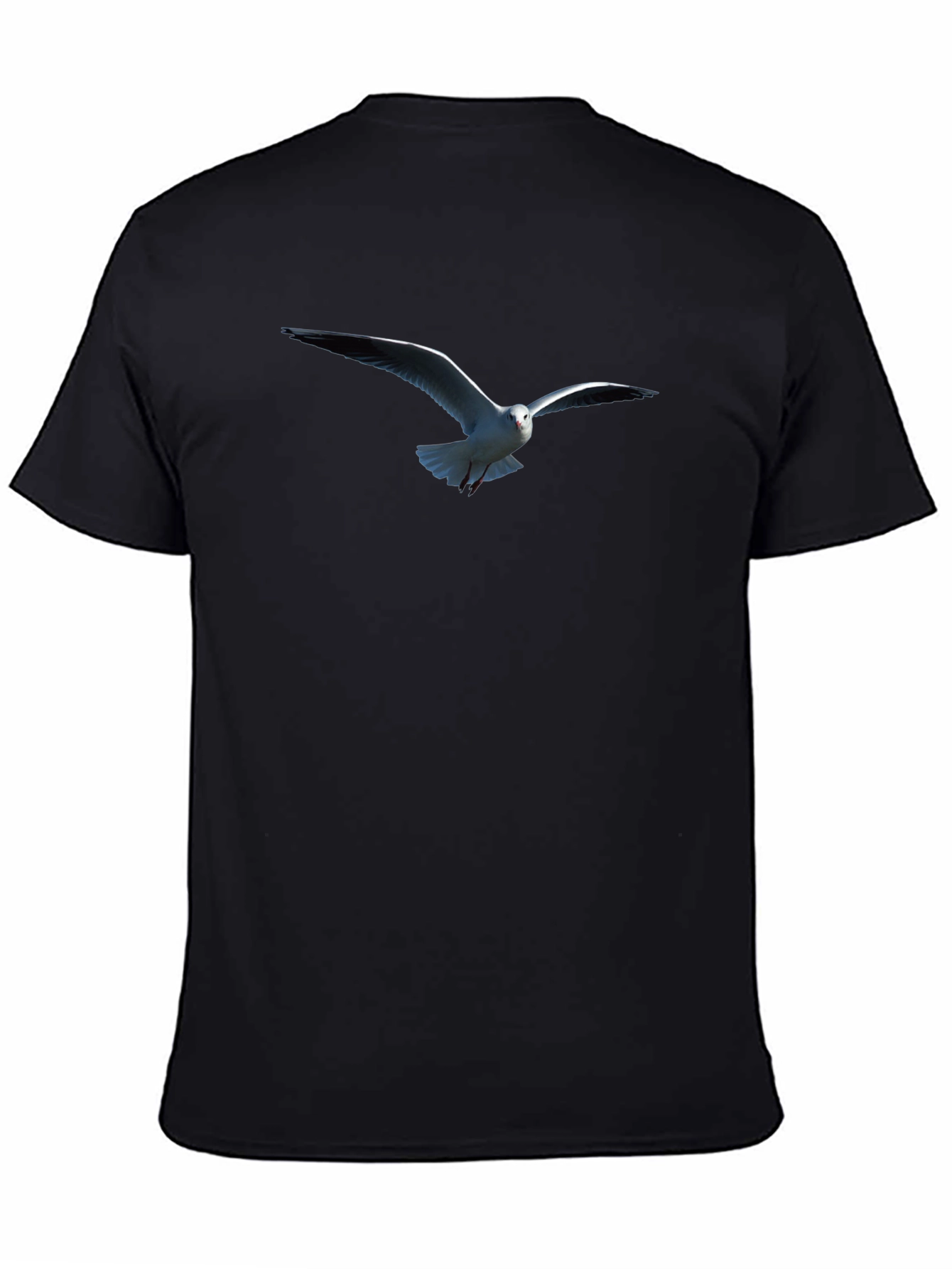 Mens Black T-Shirt with Seagull Print