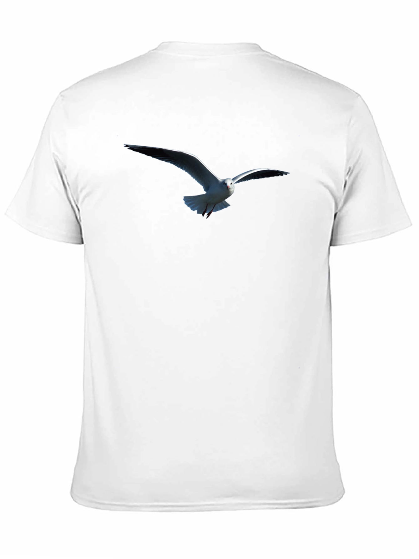 Mens Black T-Shirt with Seagull Print