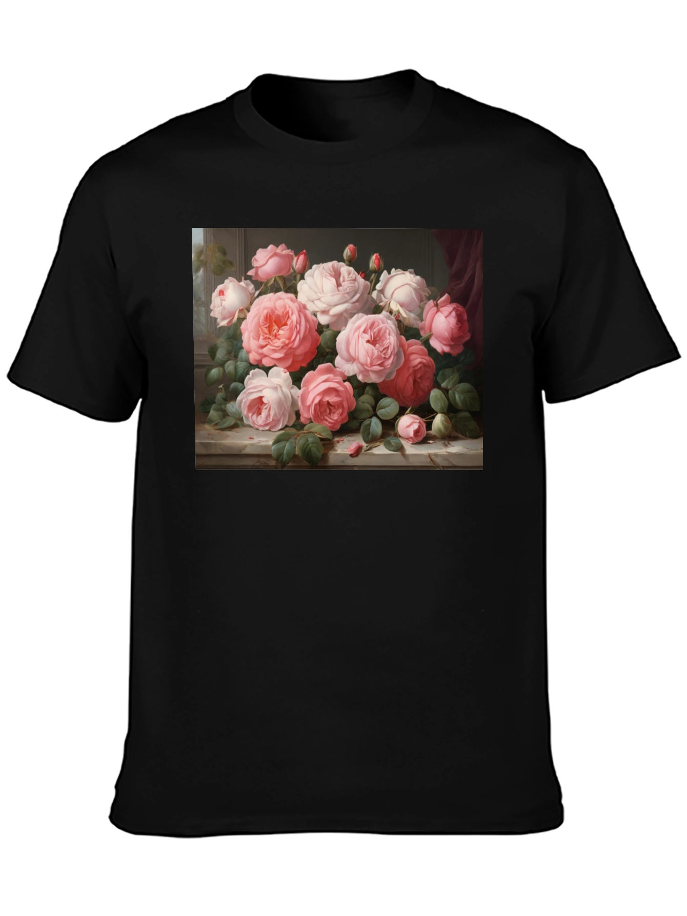 Floral Bouquet Graphic Tee - Artistic Roses T-Shirt