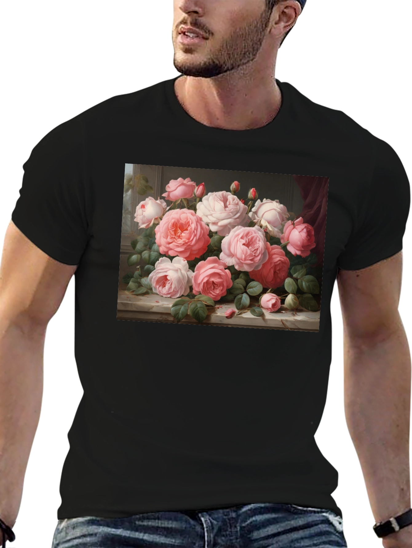 Floral Bouquet Graphic Tee - Artistic Roses T-Shirt