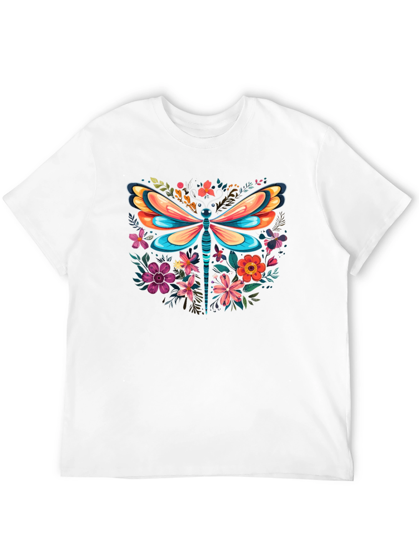 Floral Dragonfly Graphic Tee - Stylish & Unique