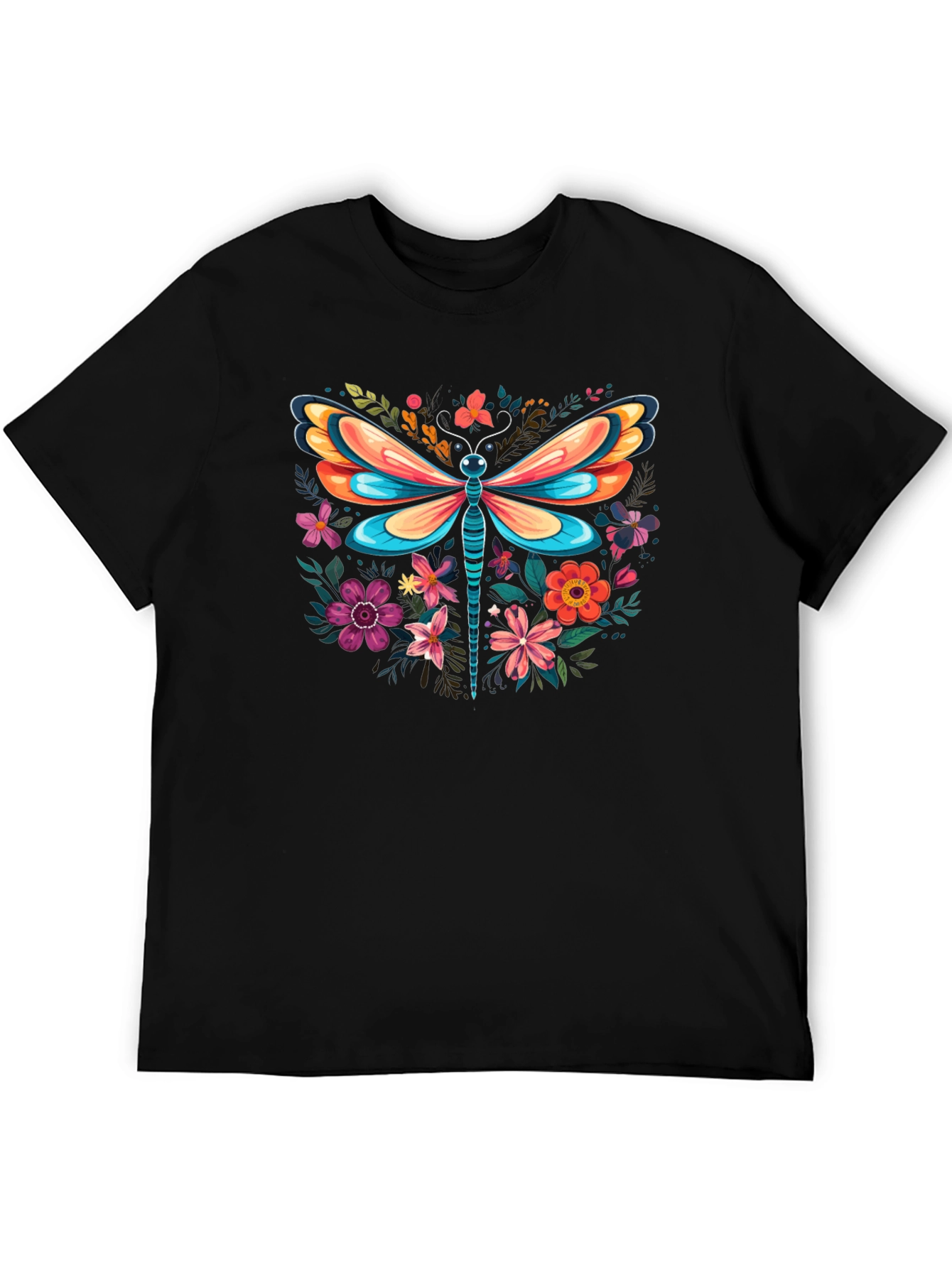 Floral Dragonfly Graphic Tee - Stylish & Unique