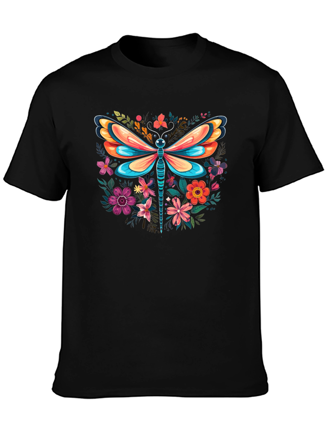 Floral Dragonfly Graphic Tee - Stylish & Unique