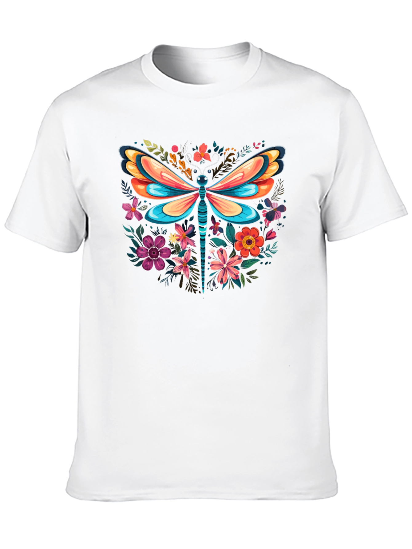 Floral Dragonfly Graphic Tee - Stylish & Unique