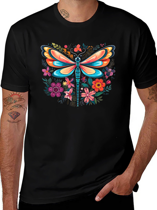 Floral Dragonfly Graphic Tee - Stylish & Unique