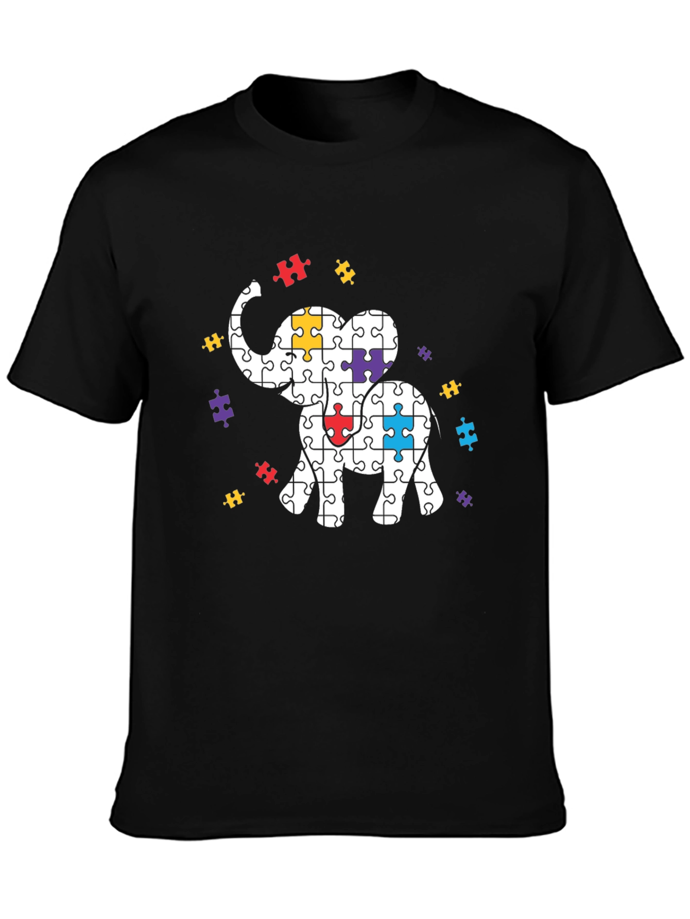Autism Awareness Puzzle Elephant Graphic Tee