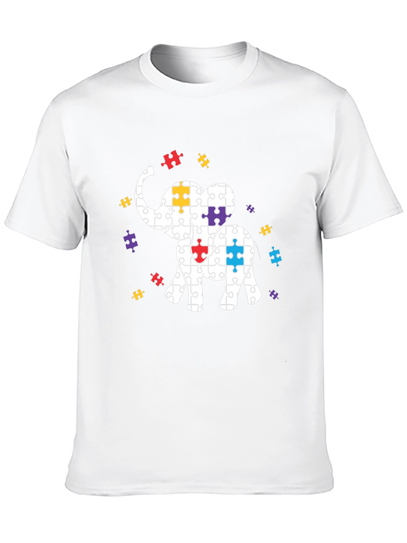 Autism Awareness Puzzle Elephant Graphic Tee