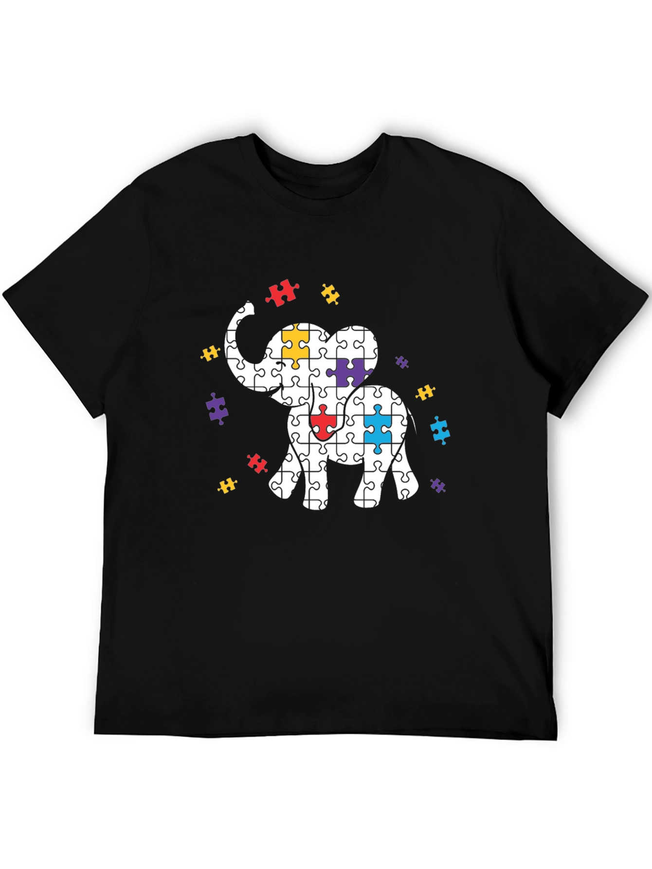 Autism Awareness Puzzle Elephant Graphic Tee