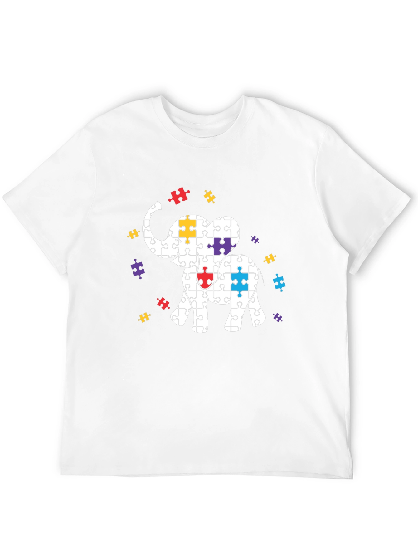 Autism Awareness Puzzle Elephant Graphic Tee