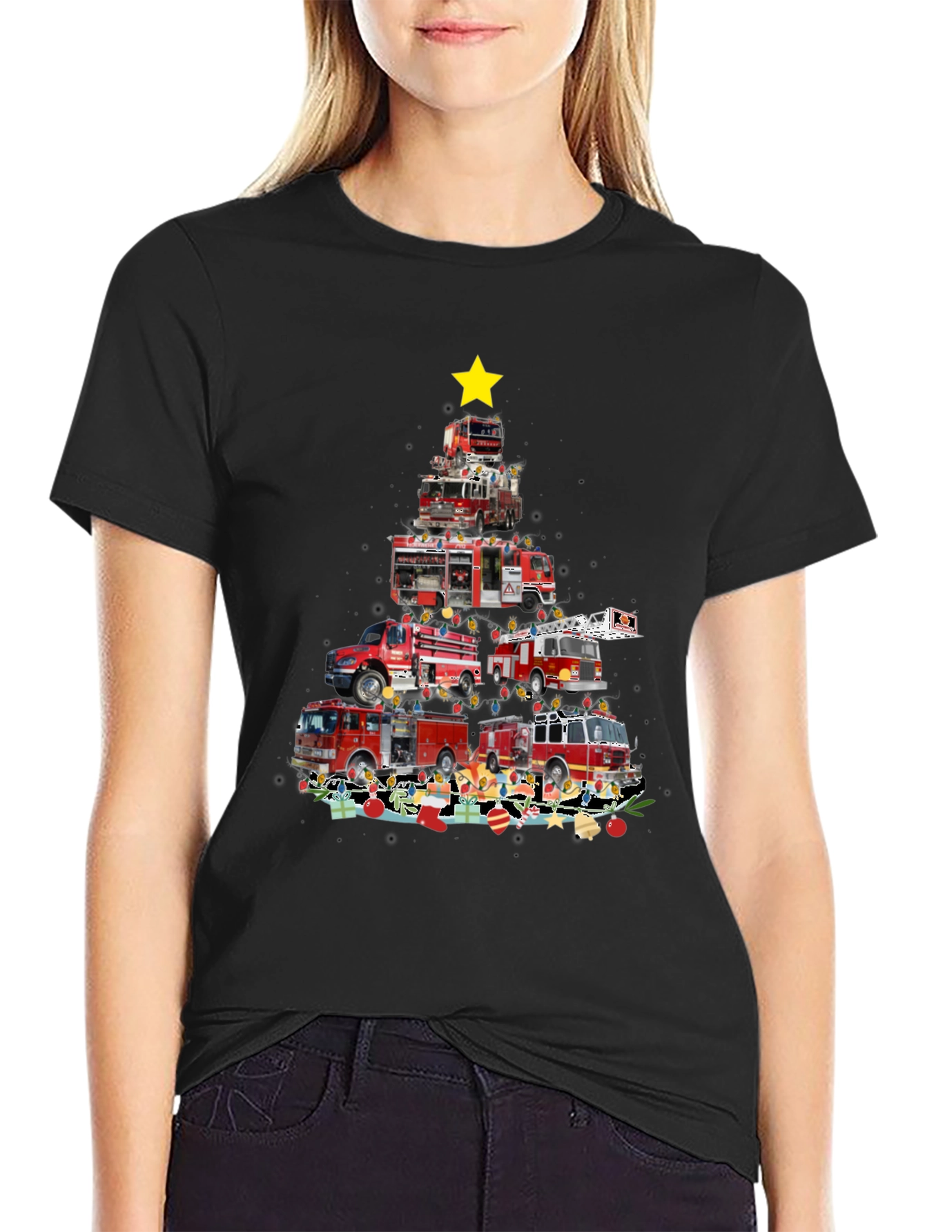 Firetruck Christmas Tree Graphic Tee