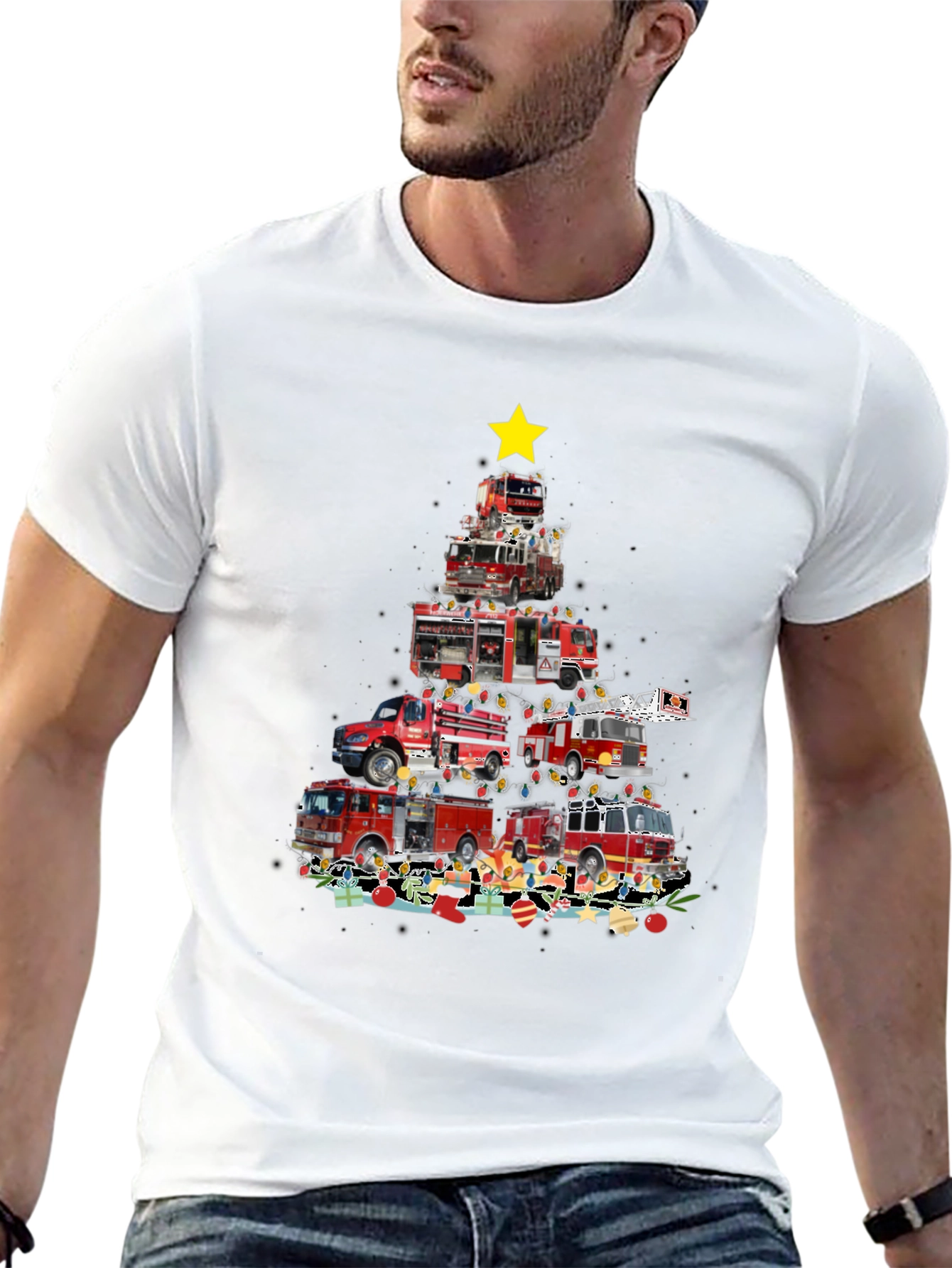 Firetruck Christmas Tree Graphic Tee