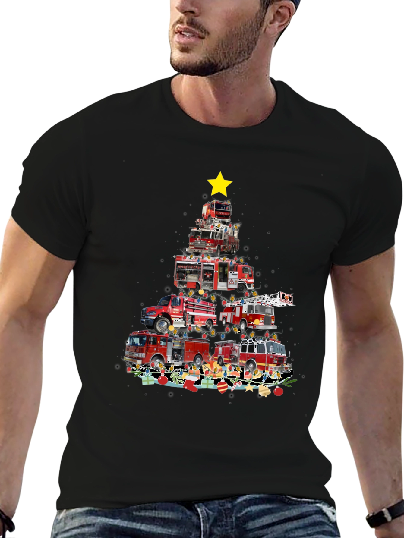 Firetruck Christmas Tree Graphic Tee