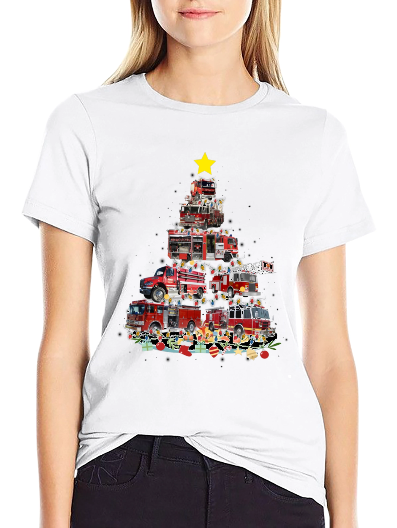 Firetruck Christmas Tree Graphic Tee