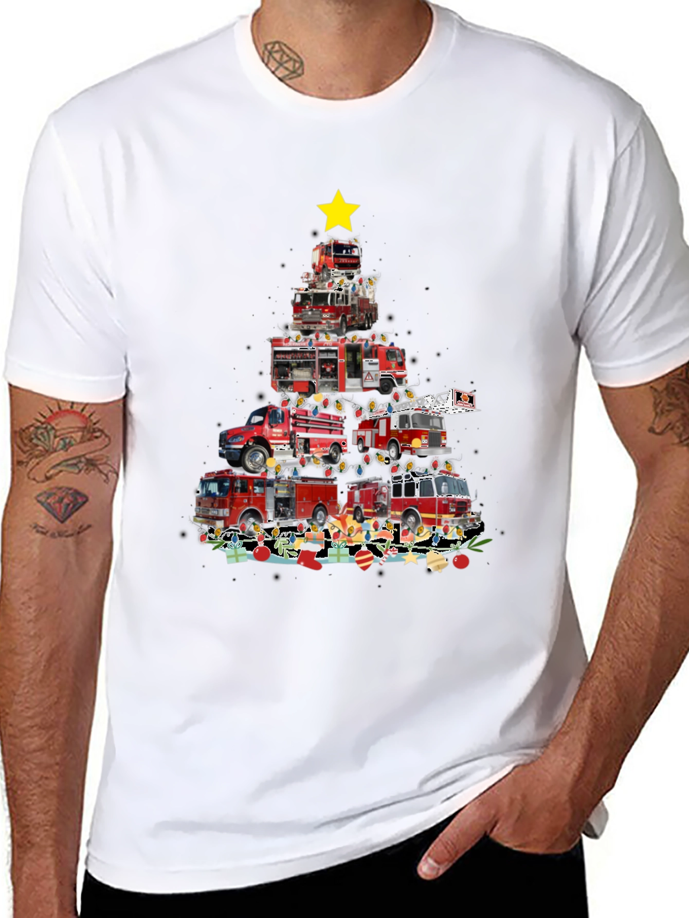 Firetruck Christmas Tree Graphic Tee