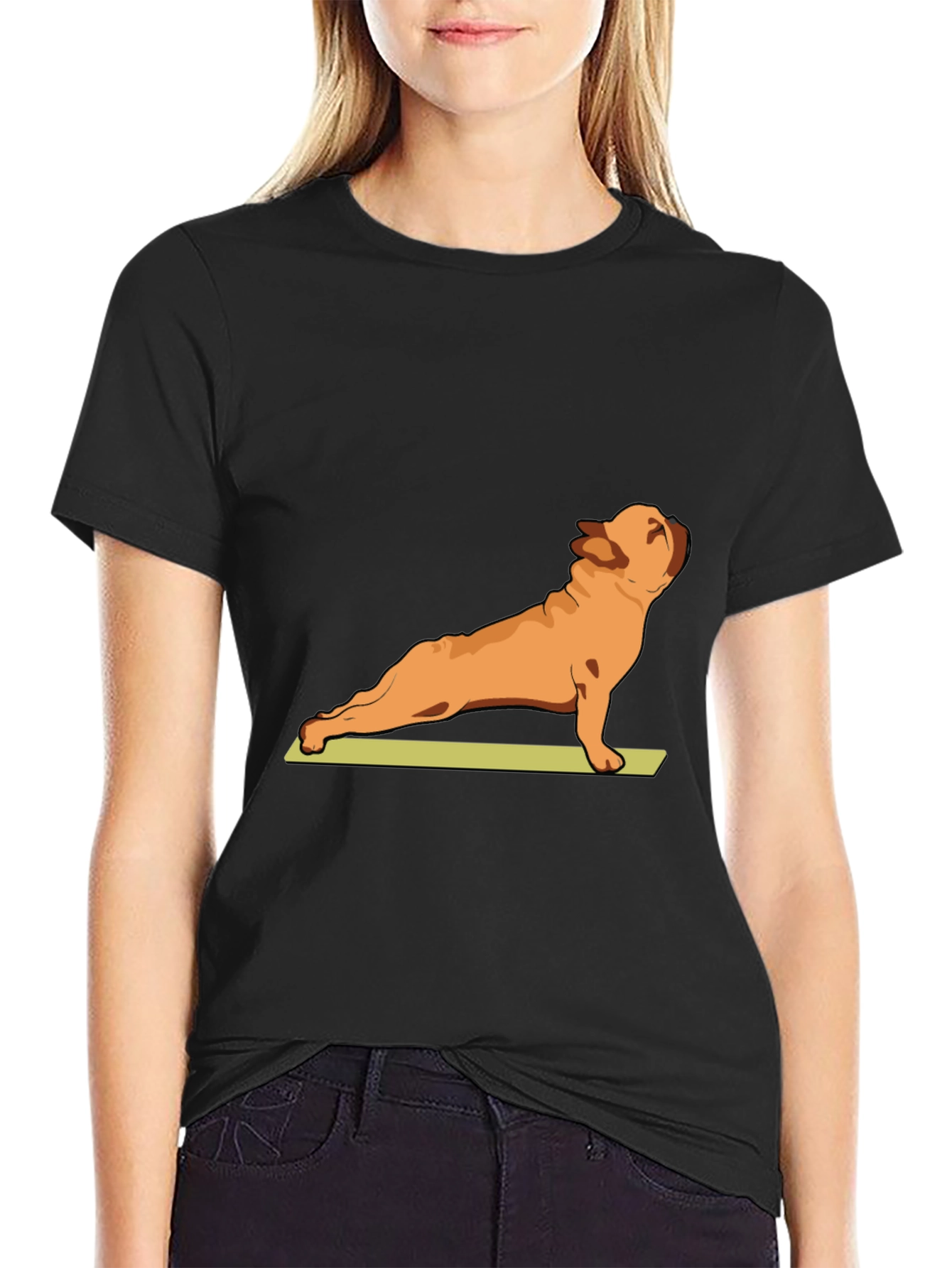 Yoga Dog Graphic Tee - Relaxed Fit Black T-Shirt