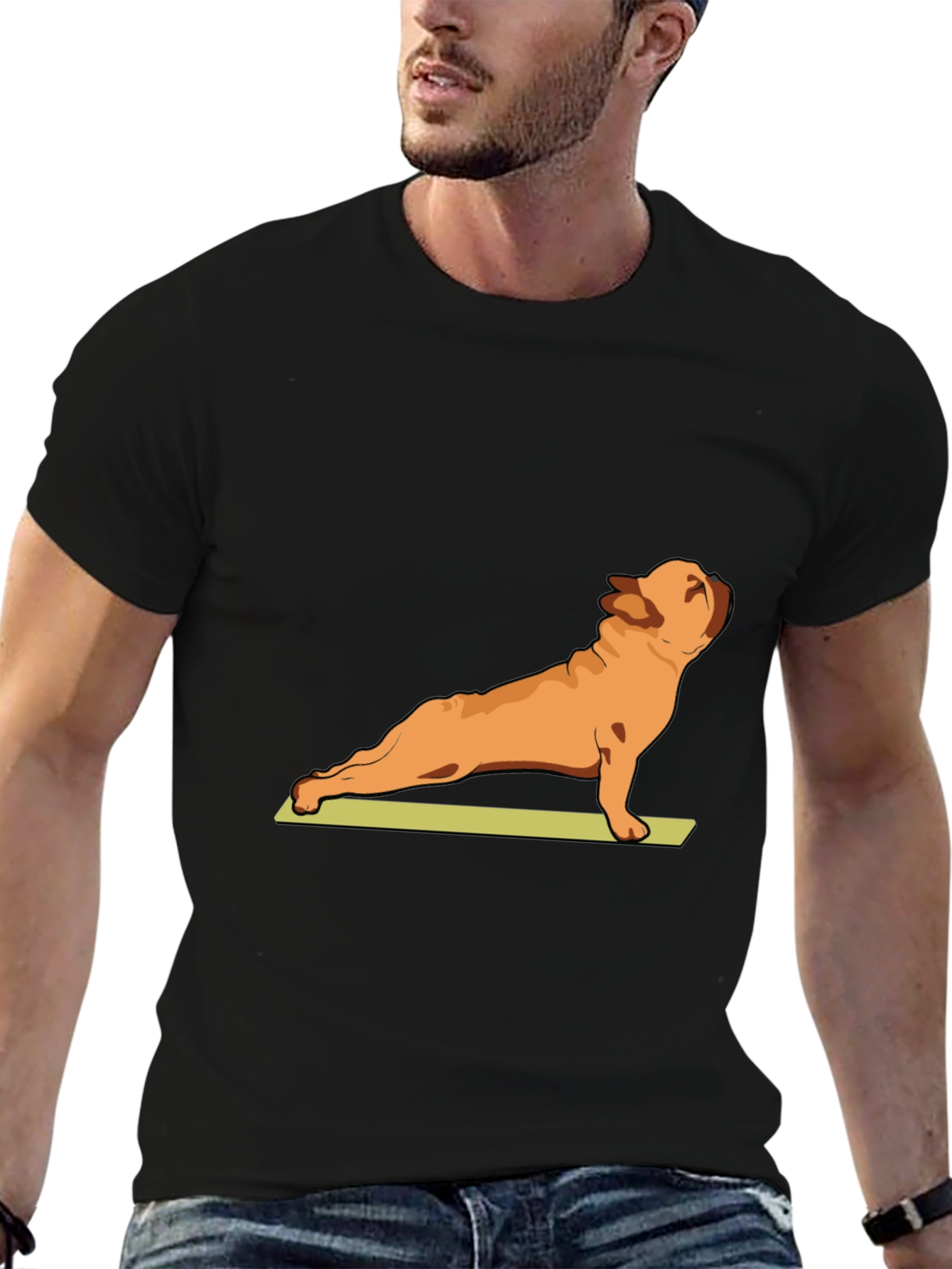 Yoga Dog Graphic Tee - Relaxed Fit Black T-Shirt