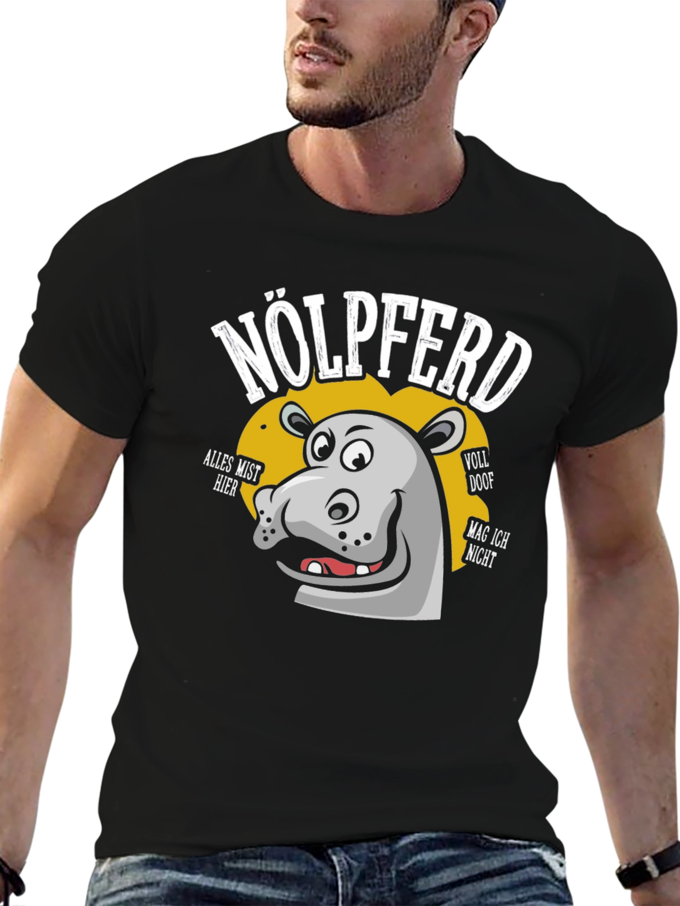 Nölpferd T-Shirt - Grumpy Hippo Funny Tee