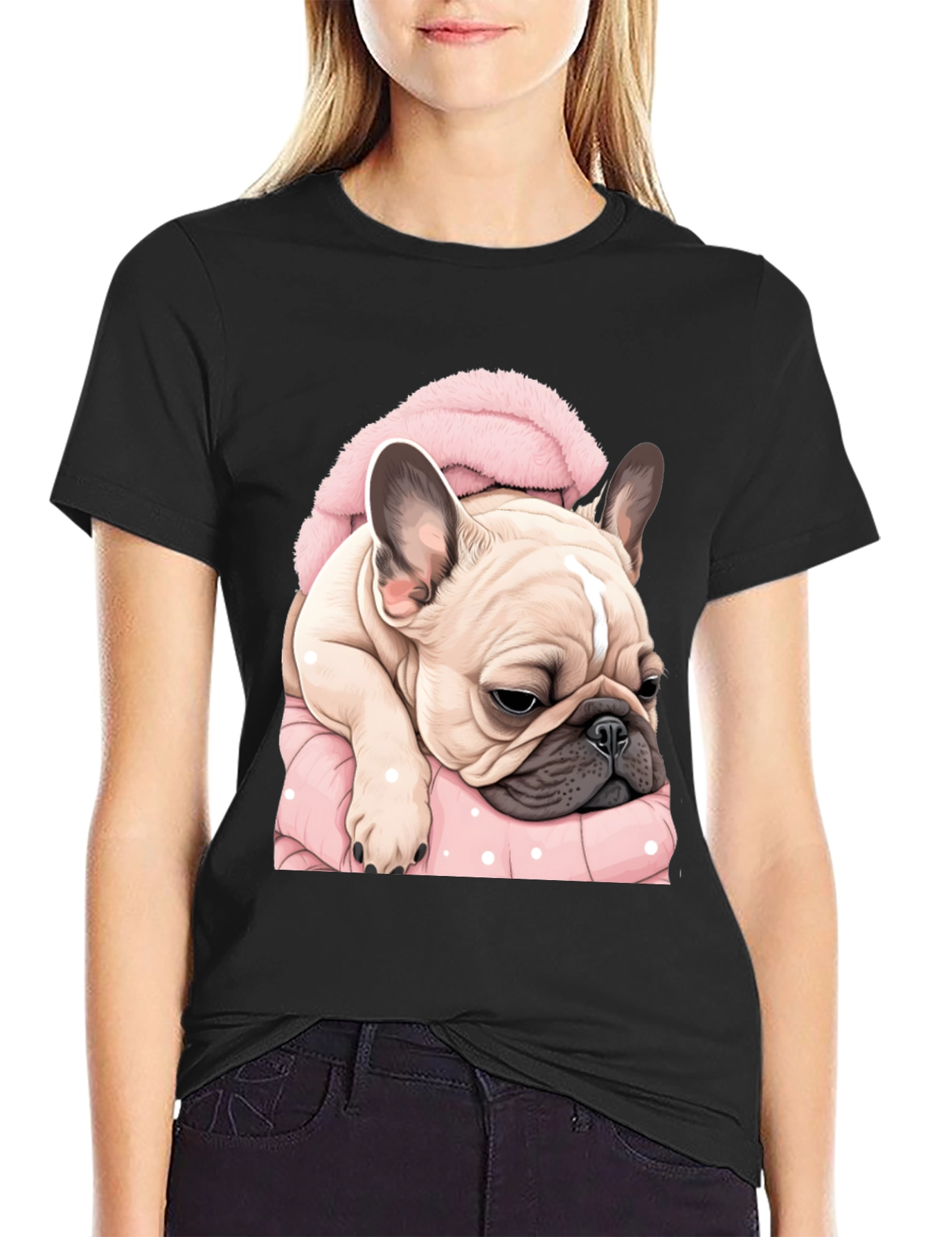 Cute Bulldog in Blanket Graphic Tee