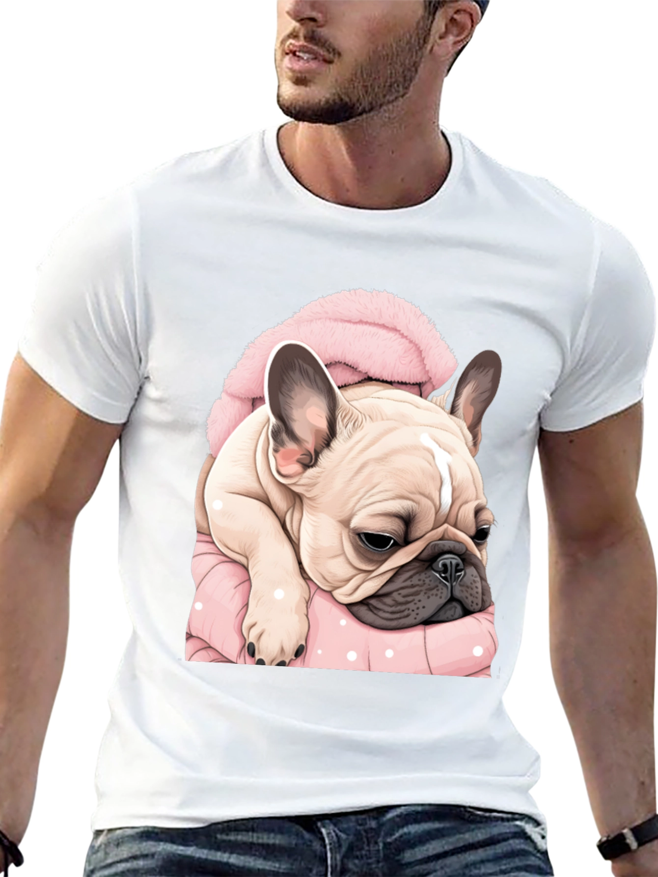 Cute Bulldog in Blanket Graphic Tee