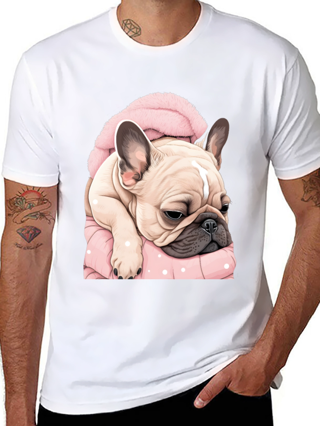 Cute Bulldog in Blanket Graphic Tee