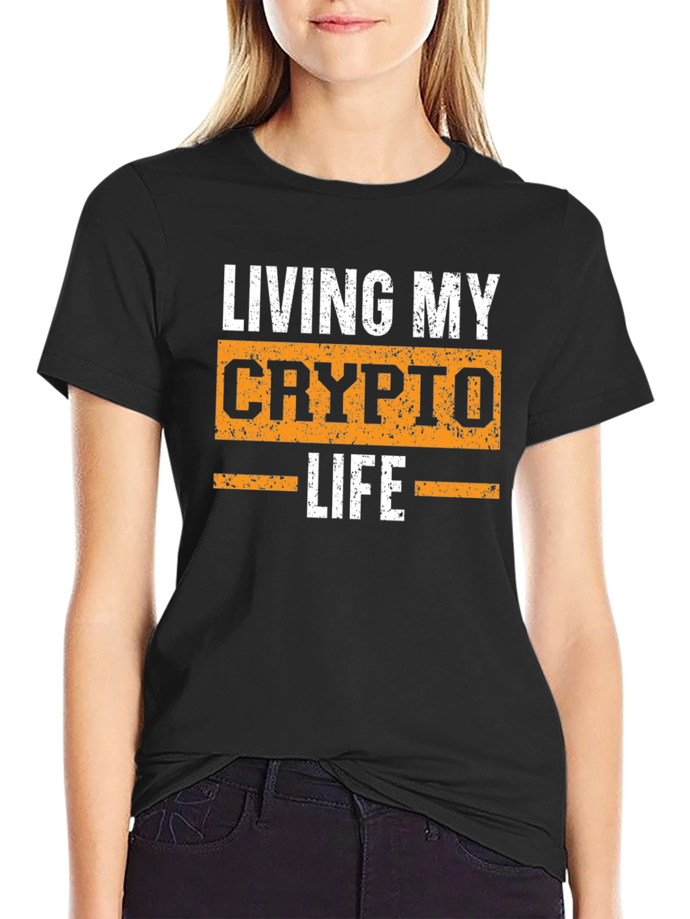 Living My Crypto Life T-Shirt - Black Graphic Tee