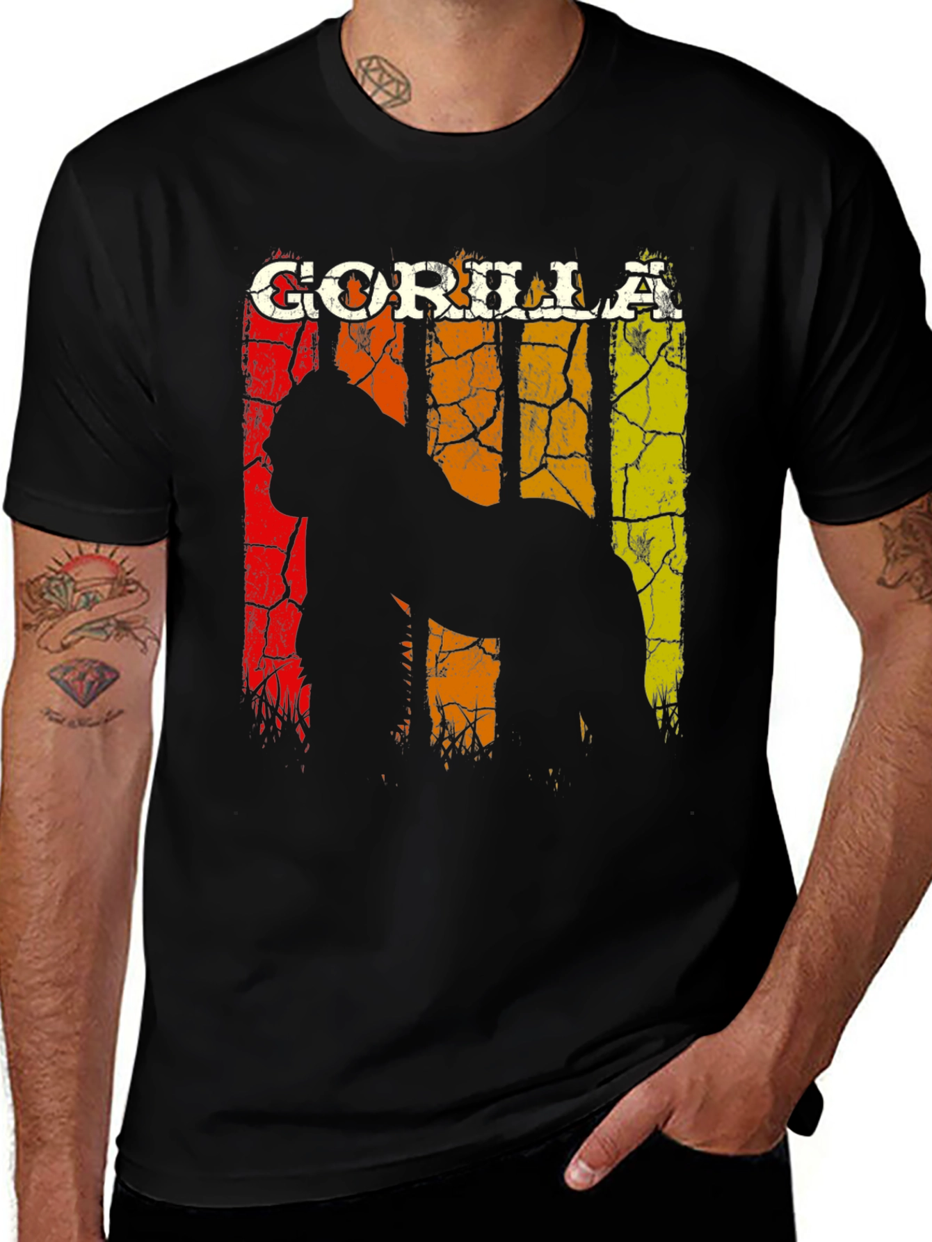 Gorilla Graphic Tee - Distressed Retro Design