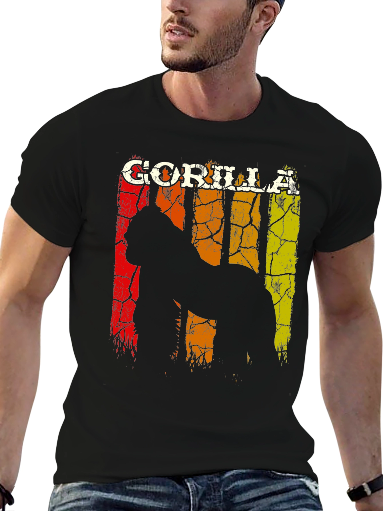 Gorilla Graphic Tee - Distressed Retro Design