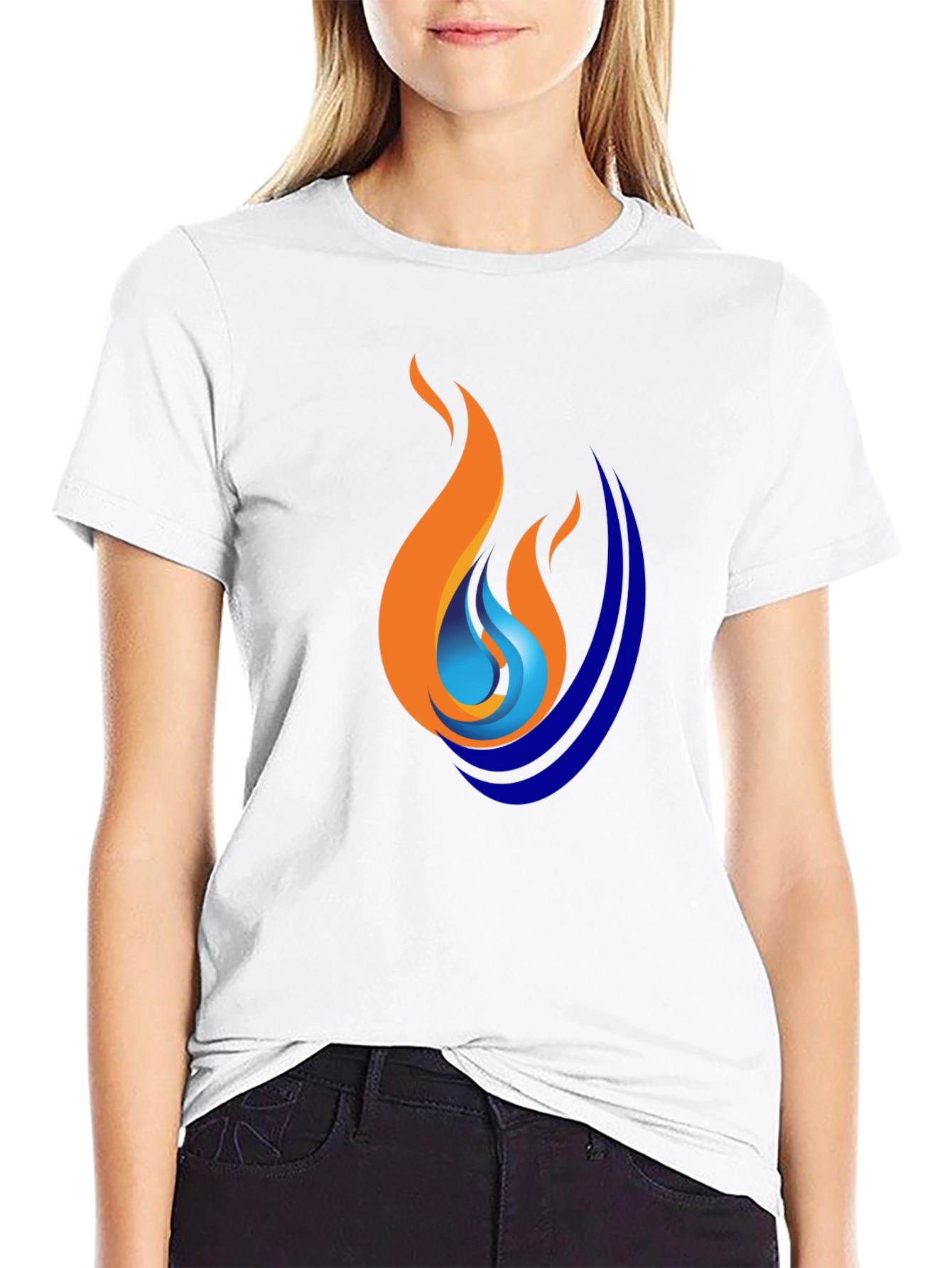 Flame & Wave Graphic Black T-Shirt