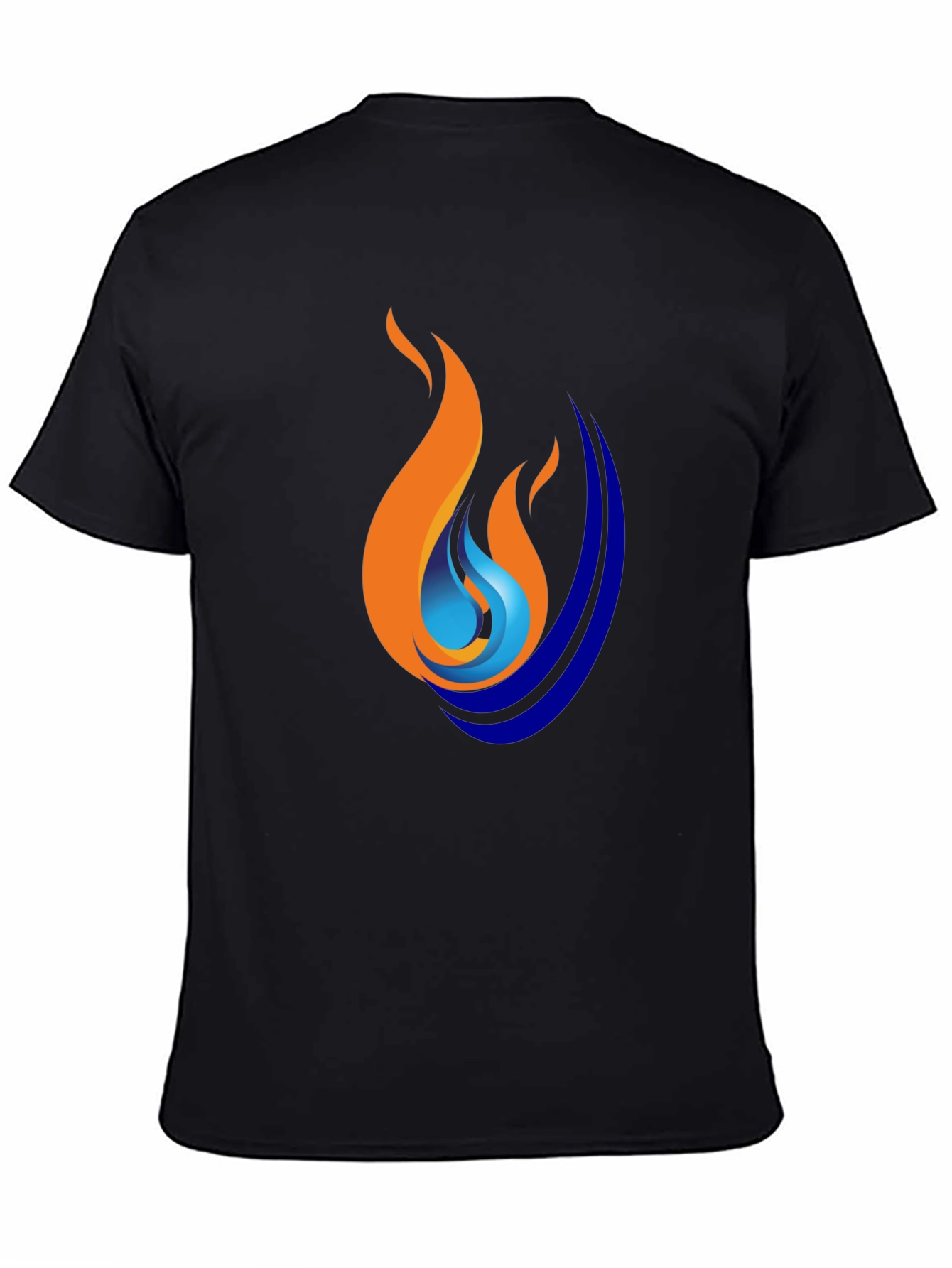 Flame & Wave Graphic Black T-Shirt