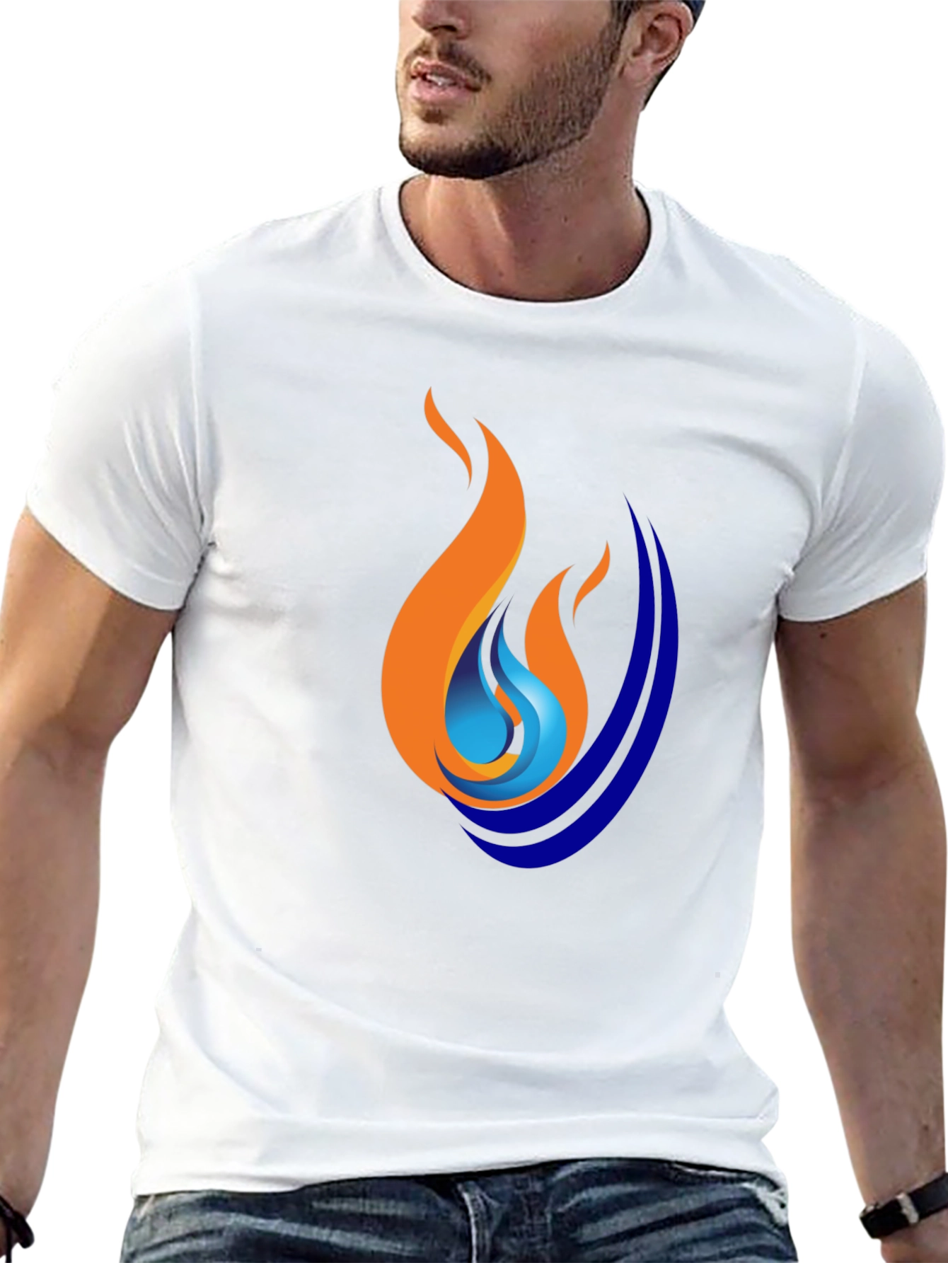 Flame & Wave Graphic Black T-Shirt