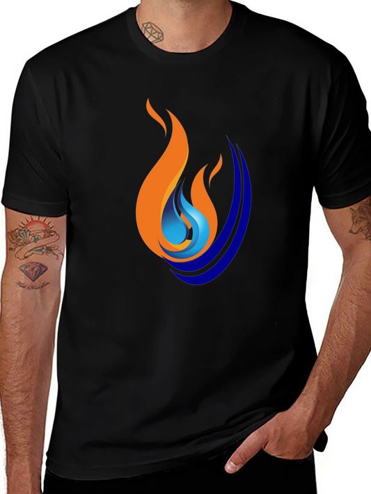 Flame & Wave Graphic Black T-Shirt