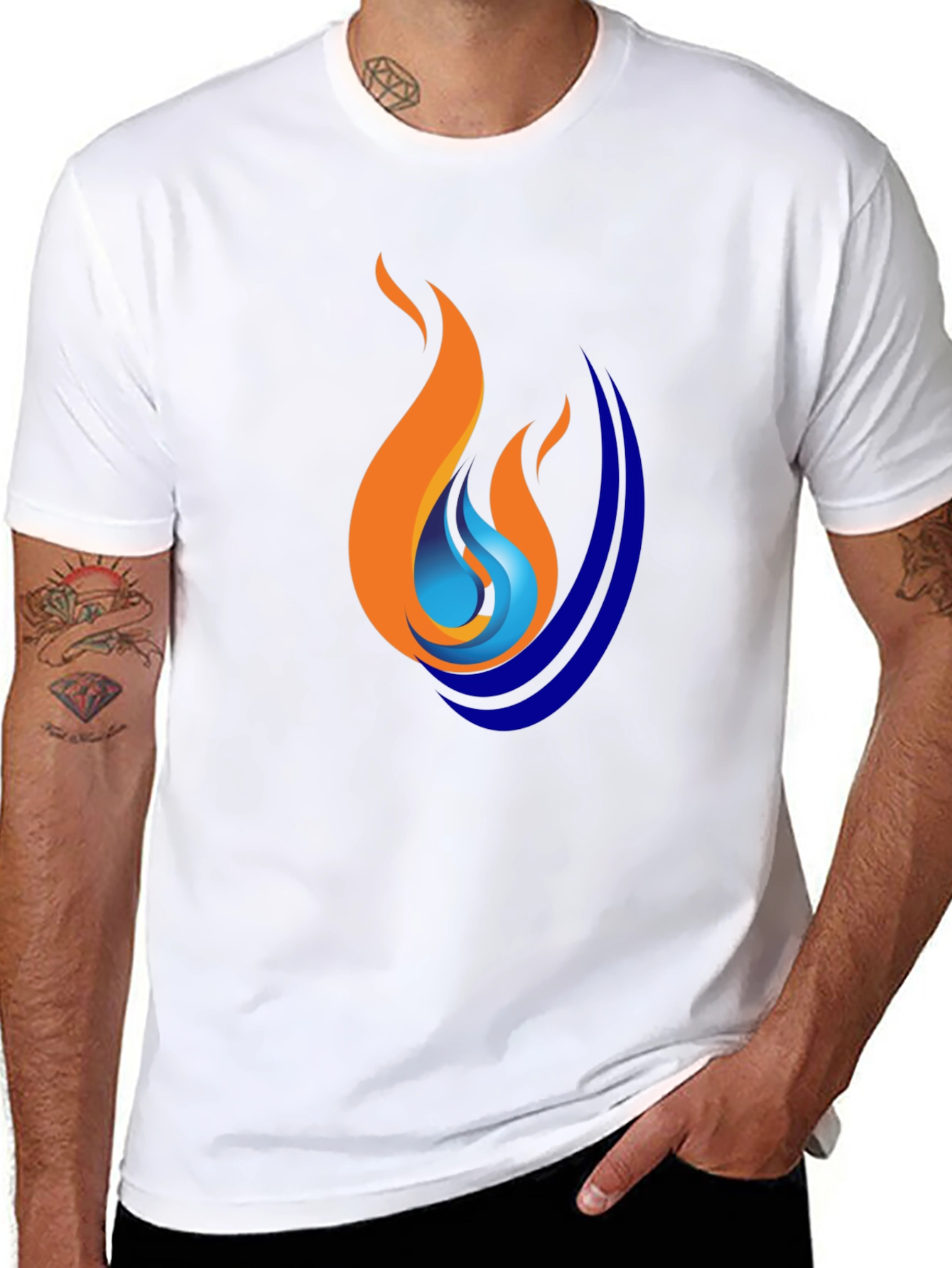 Flame & Wave Graphic Black T-Shirt