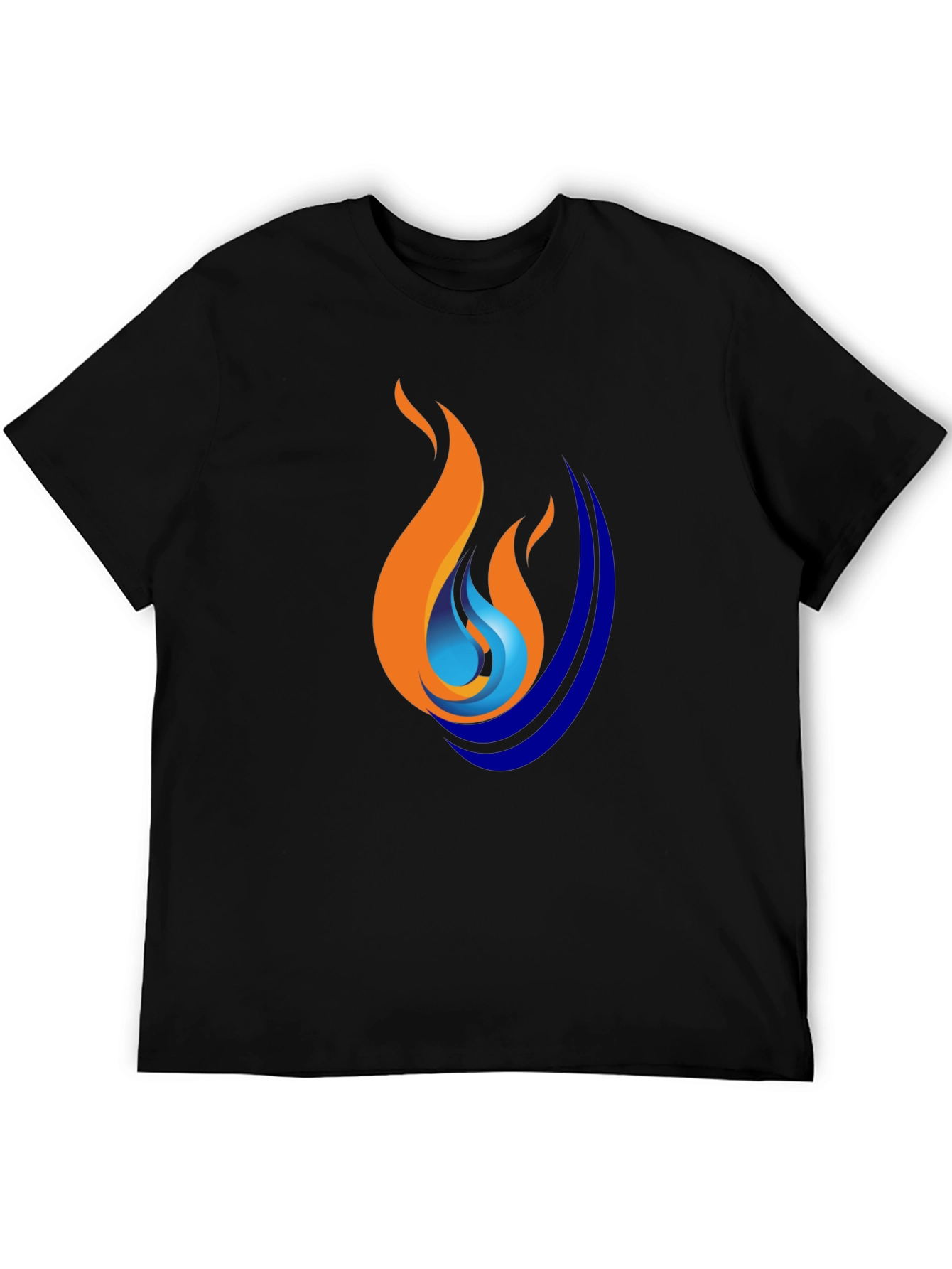 Flame & Wave Graphic Black T-Shirt